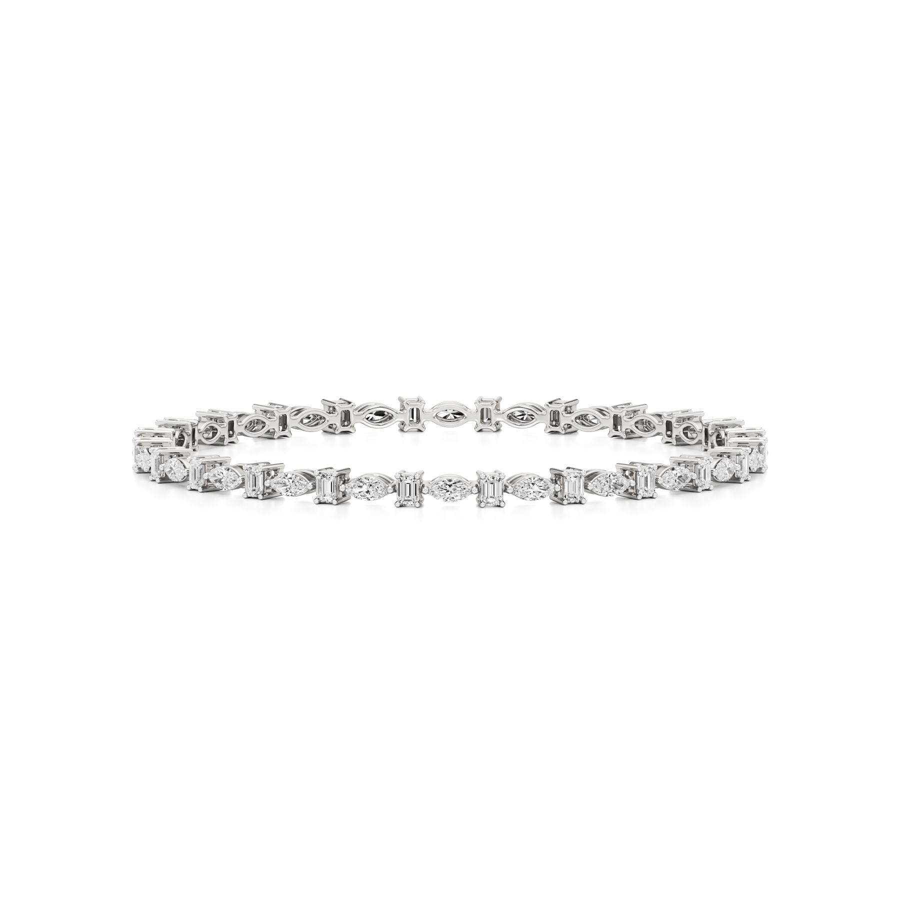 14k White Gold Grace and Elegance Redefined Majestic Marquise & Emerald Diamond Bangle