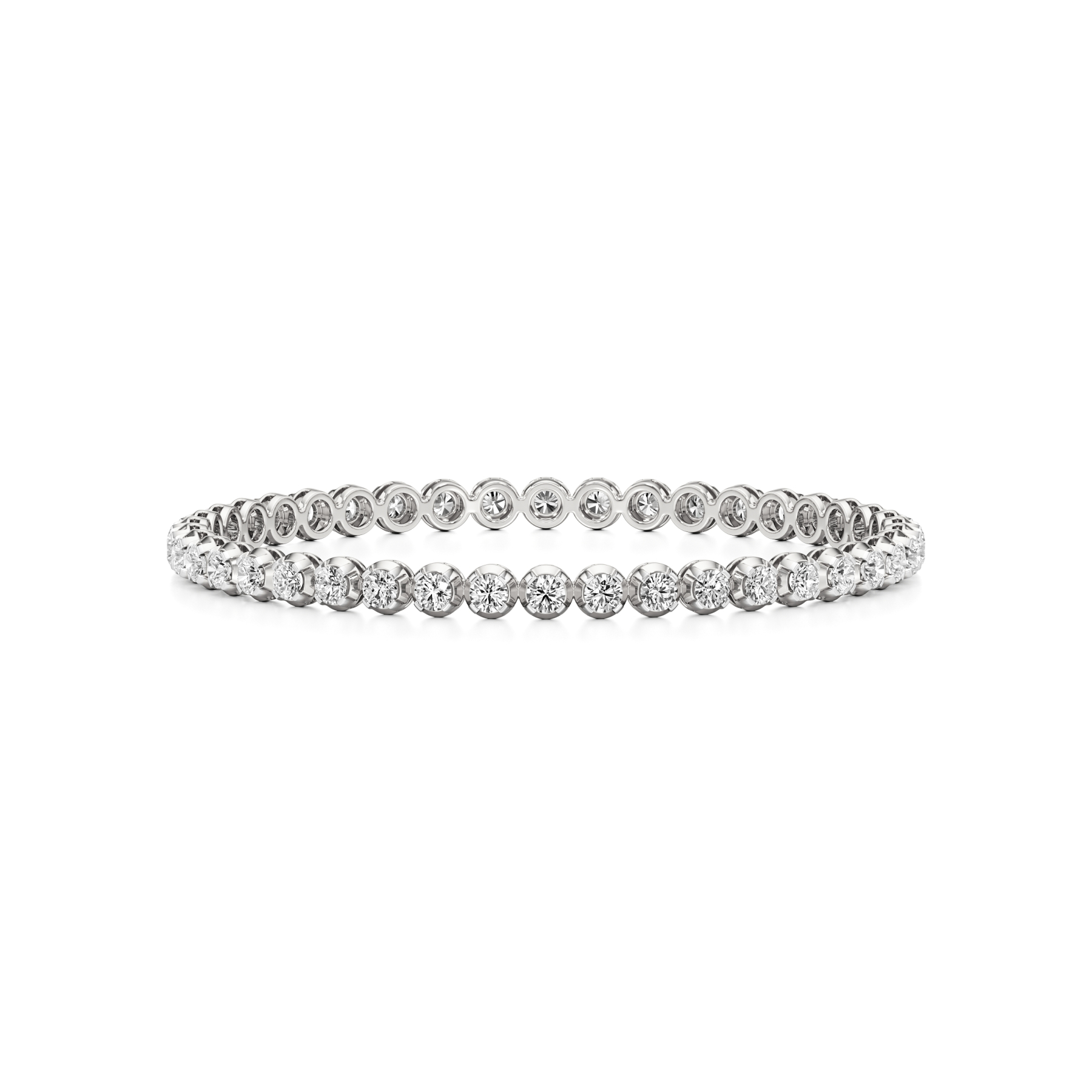 14k White Gold A Symphony of Light Diamond Buttercup Diamond Bangle