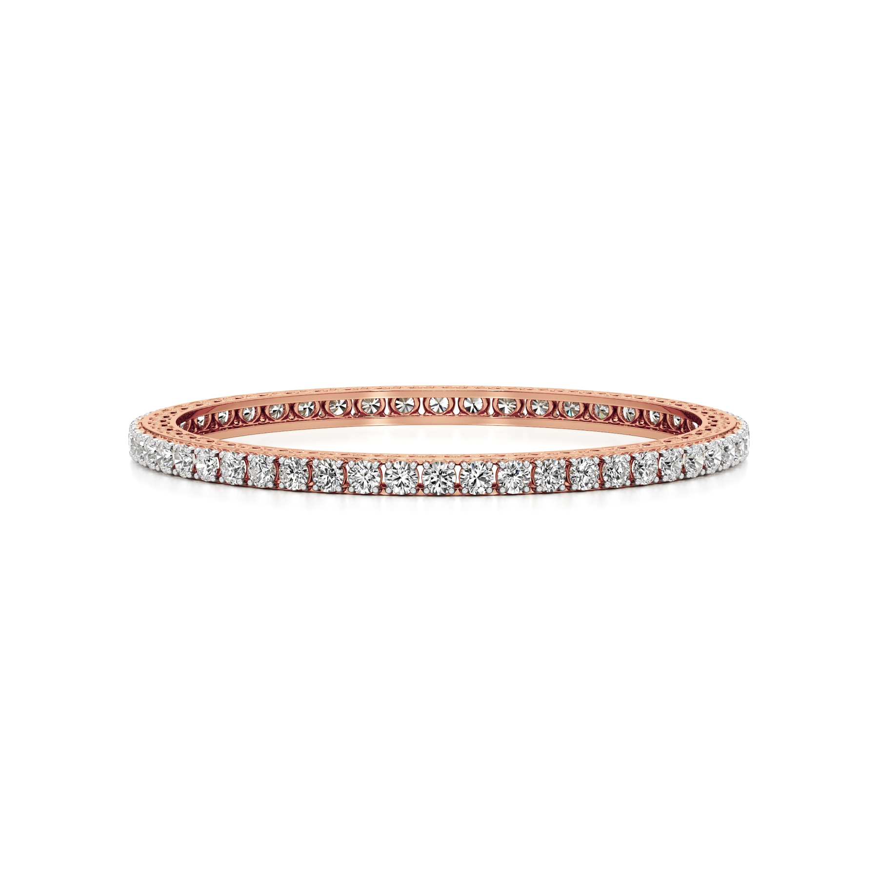 14k Rose Gold Capturing Light with Elegance Diamond Bangle