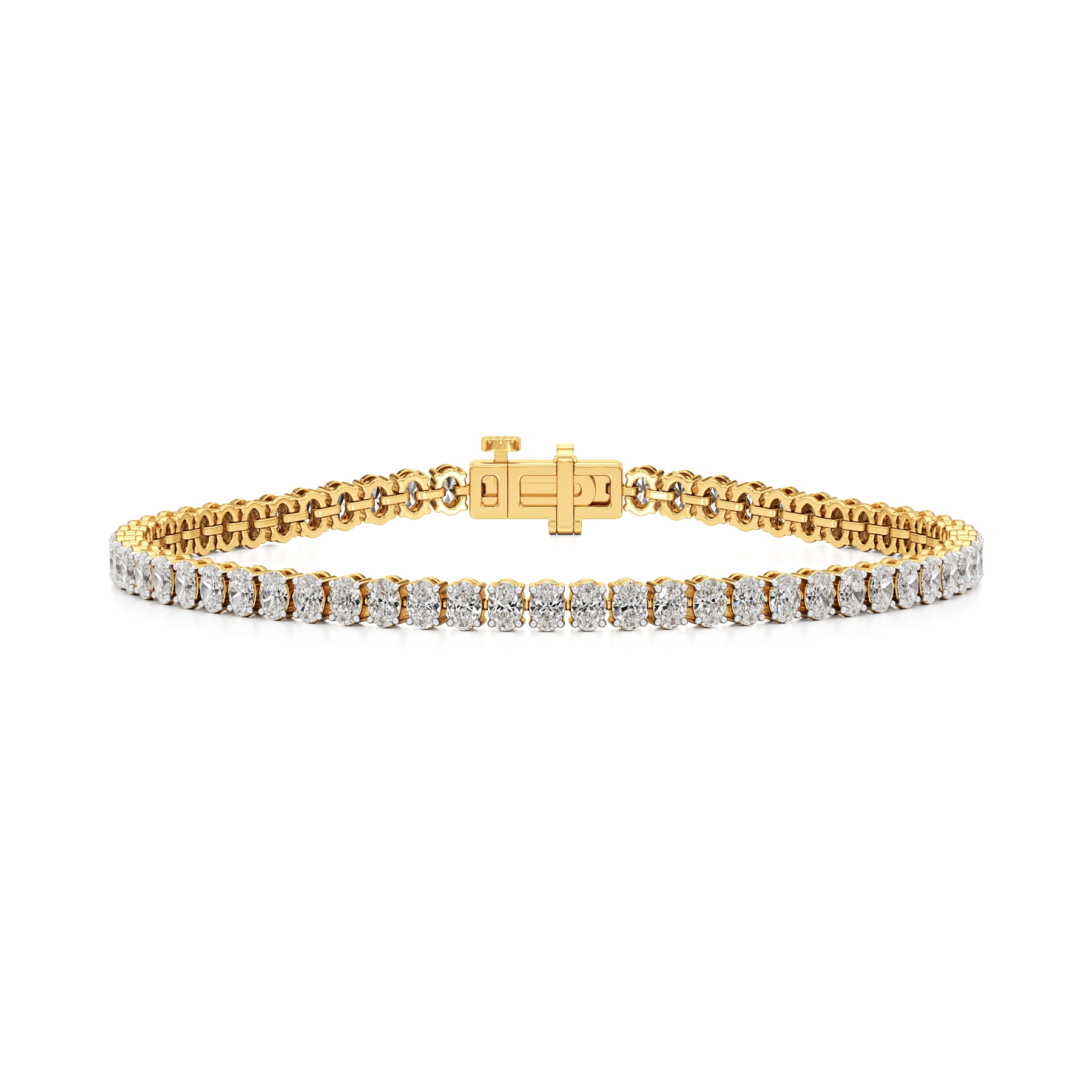 14k Yellow Gold Lustre Oval Tennis Bracelet