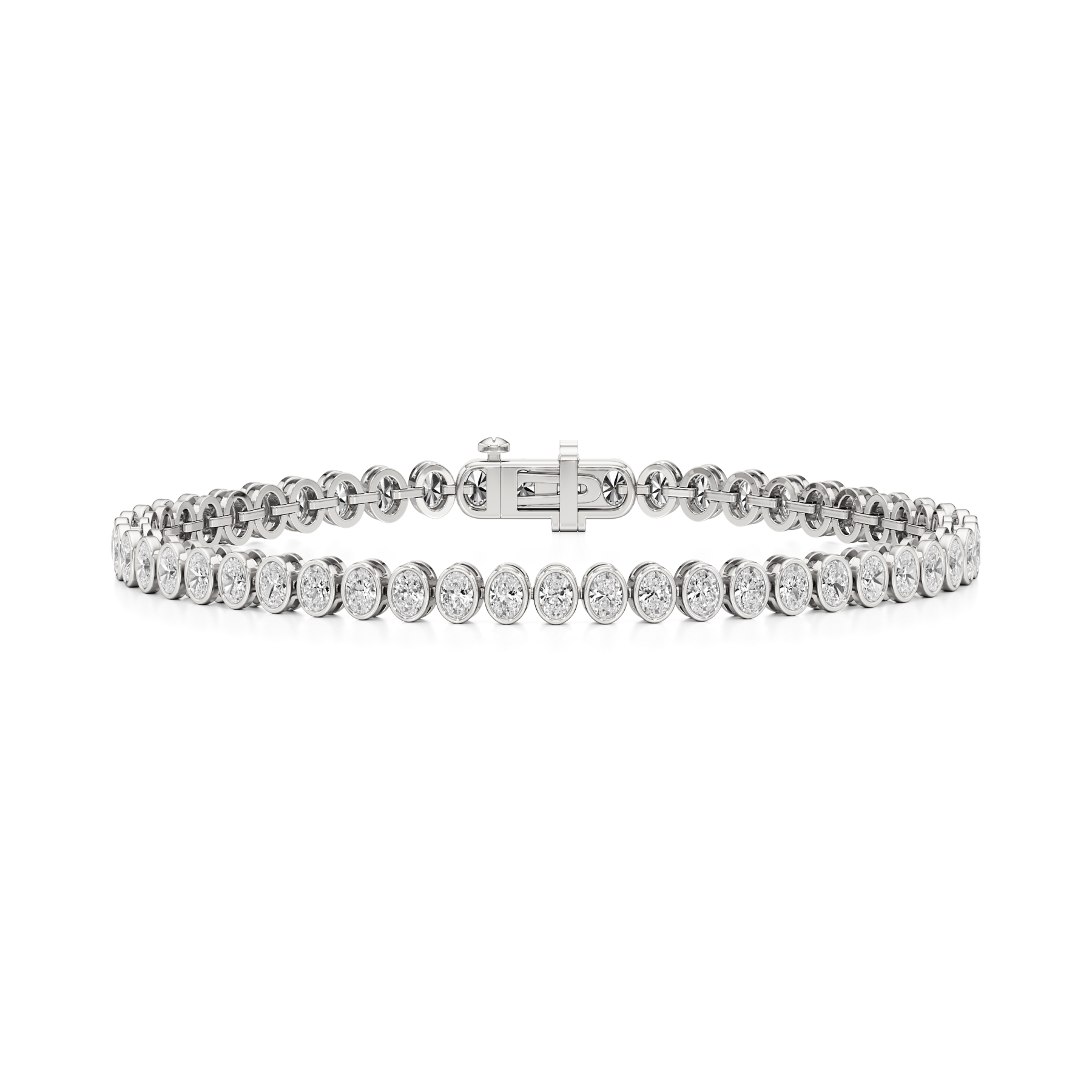 14k White Gold Ethereal Oval Bezel Bracelet