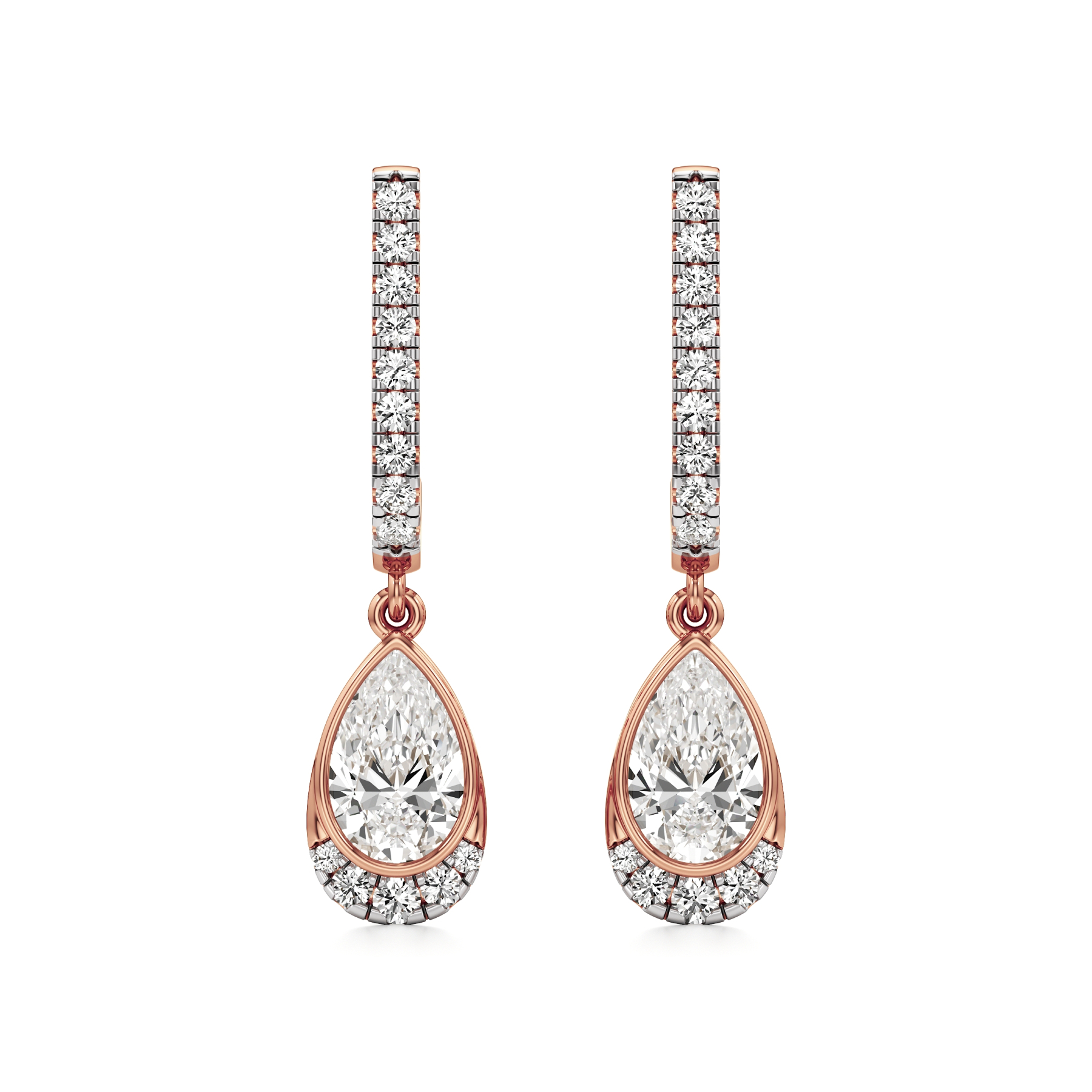 14k Rose Gold Water Drop Pear Dangle Earrings