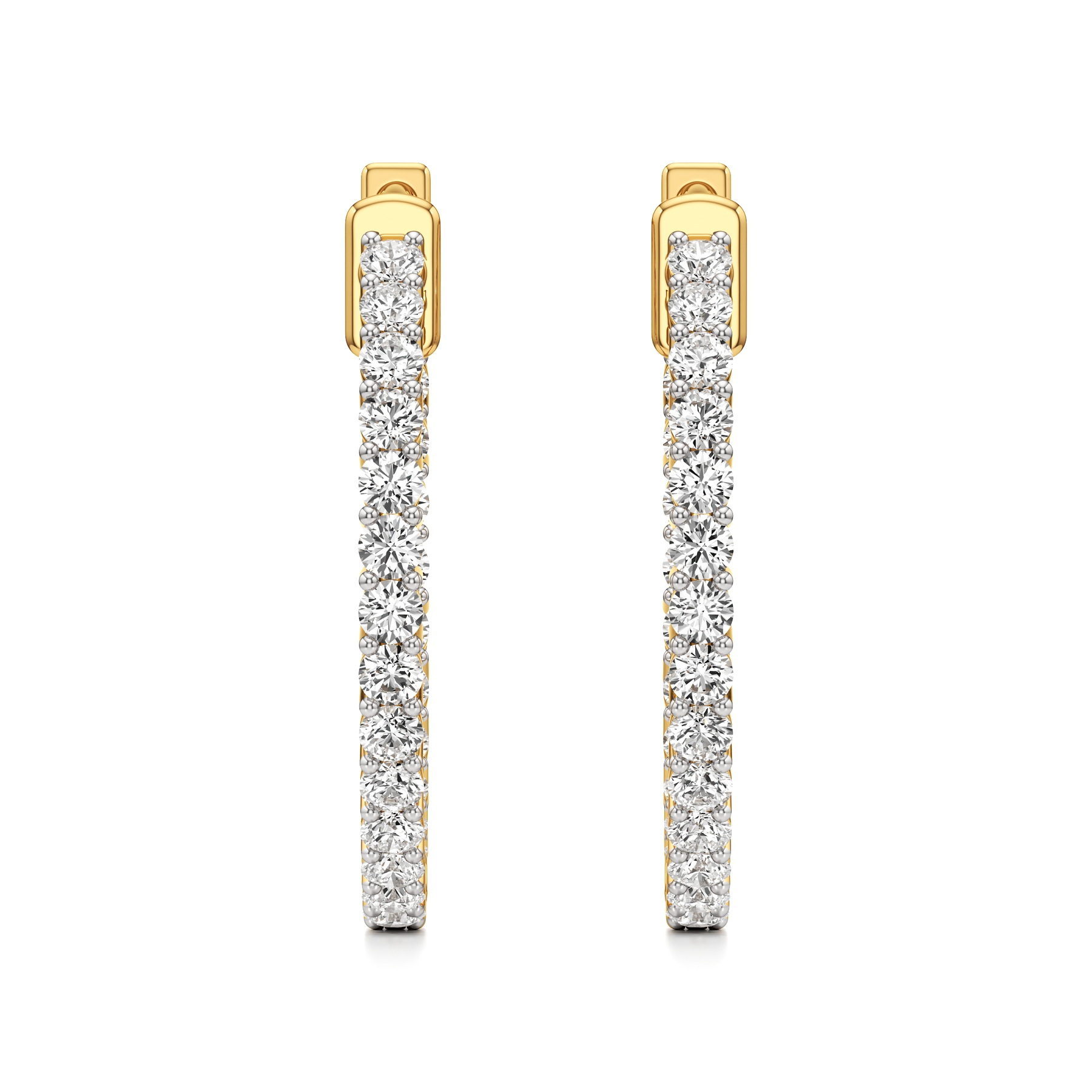 14k Yellow Gold Eclipse Inside-Outside Hoop Earrings