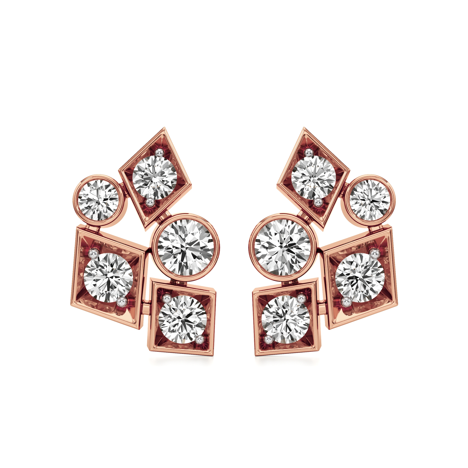 14k Rose Gold Eclipse Cluster Diamond Earrings