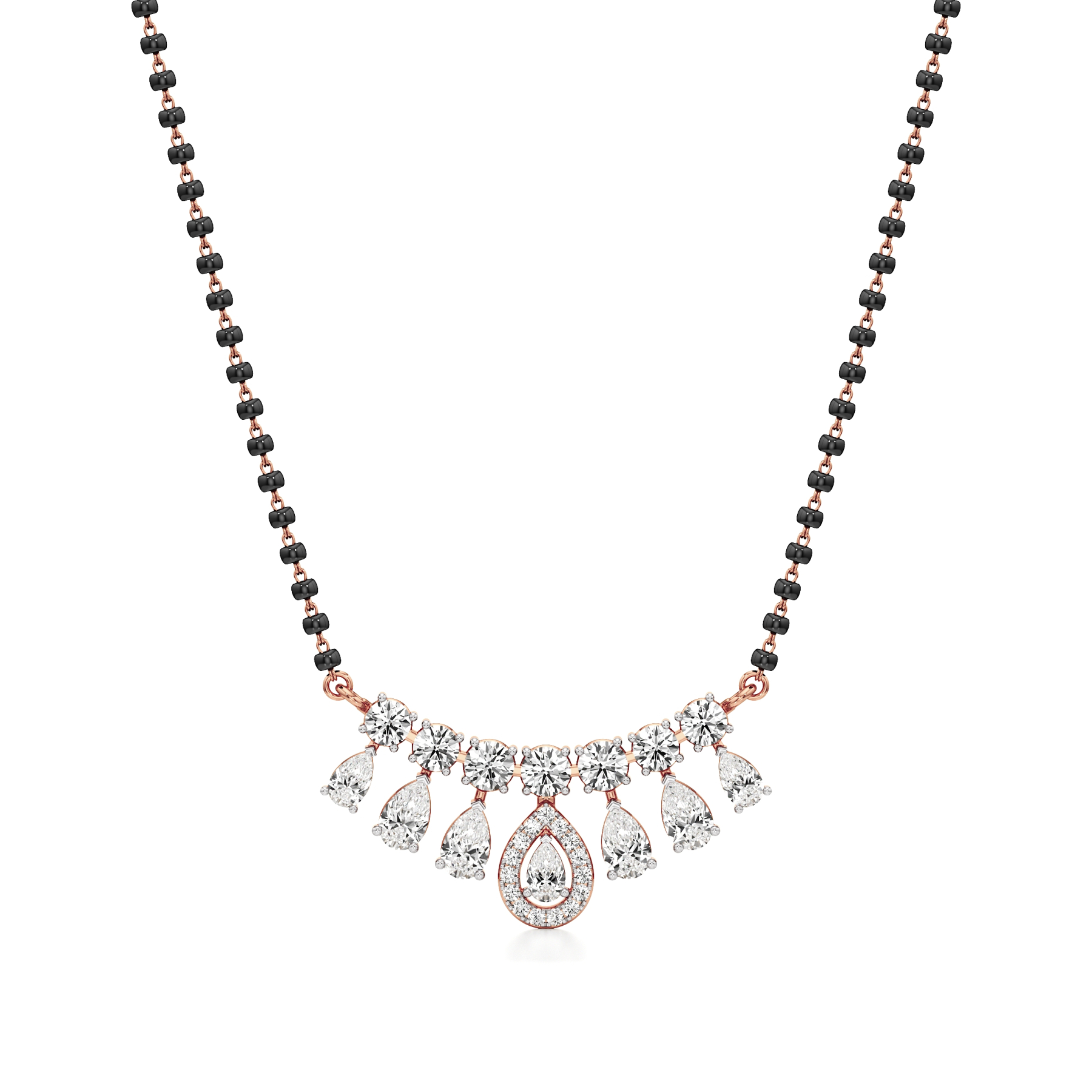 14k Rose Gold Lustre Drops Diamond Mangalsutra Necklace