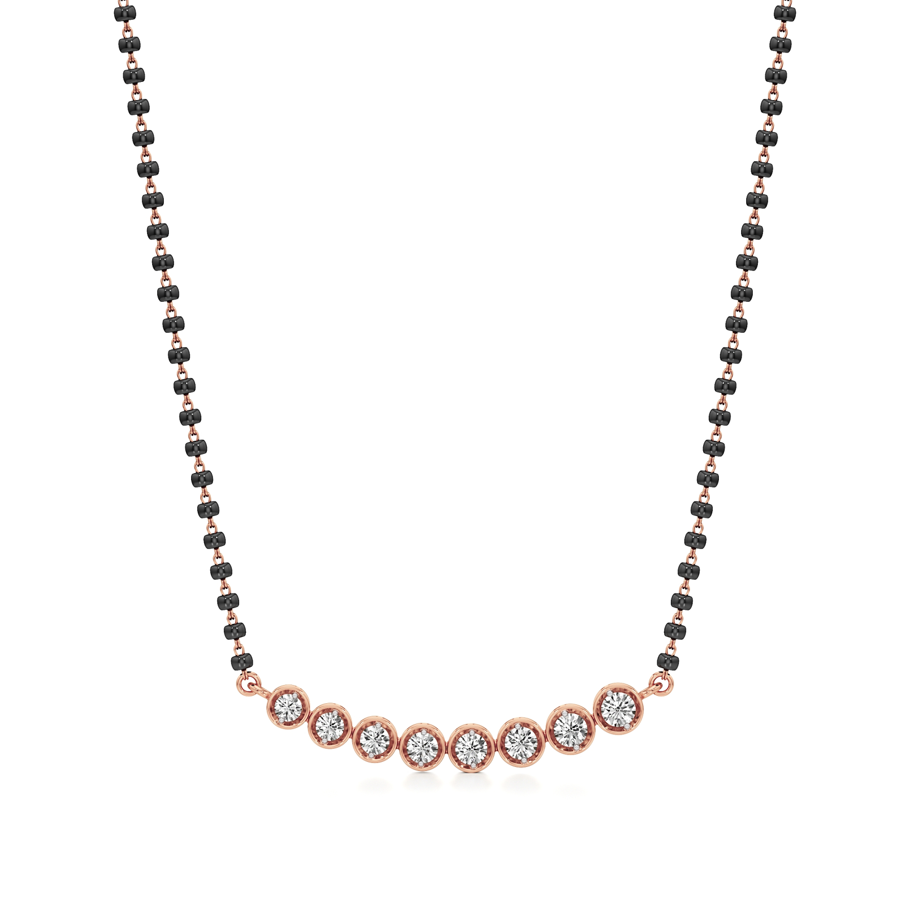 14k Rose Gold Eternal Circle Diamond Mangalsutra Necklace