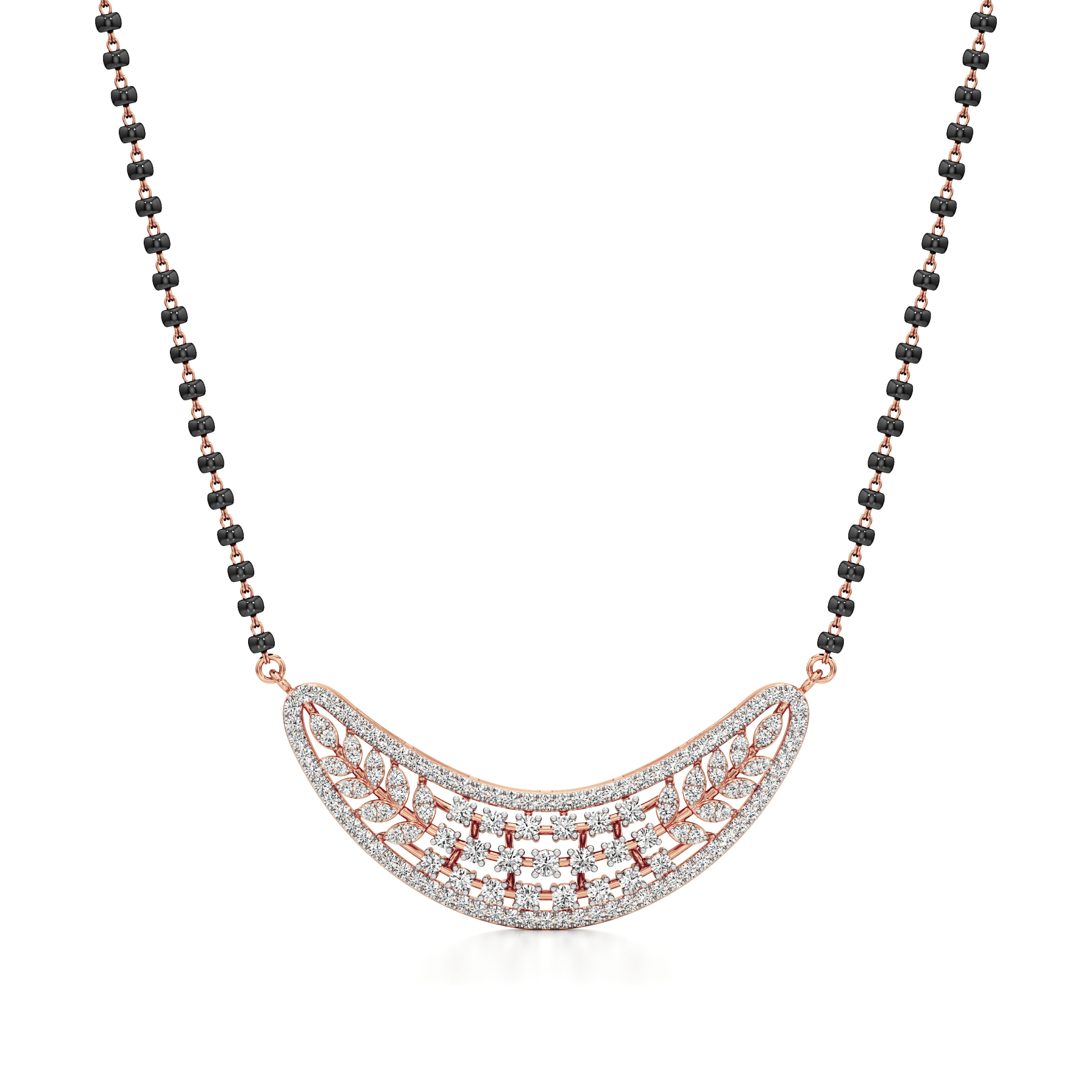 14k Rose Gold Graceful Arc Diamond Mangalsutra Necklace