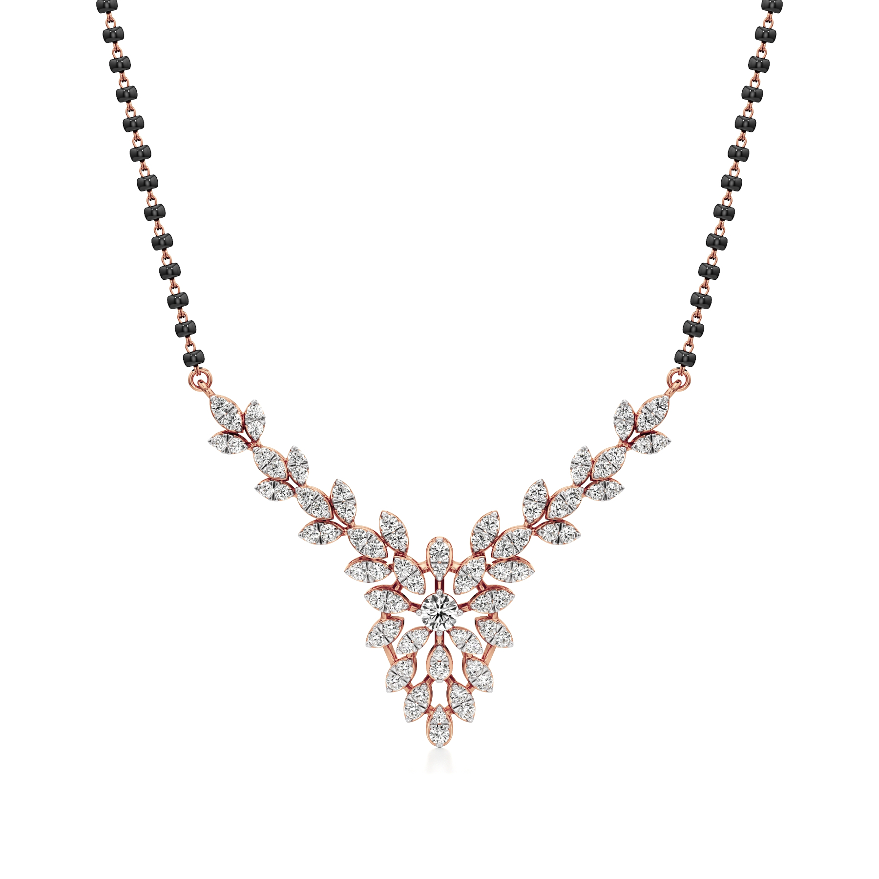 14k Rose Gold Vinelet Grace Diamond Mangalsutra Necklace