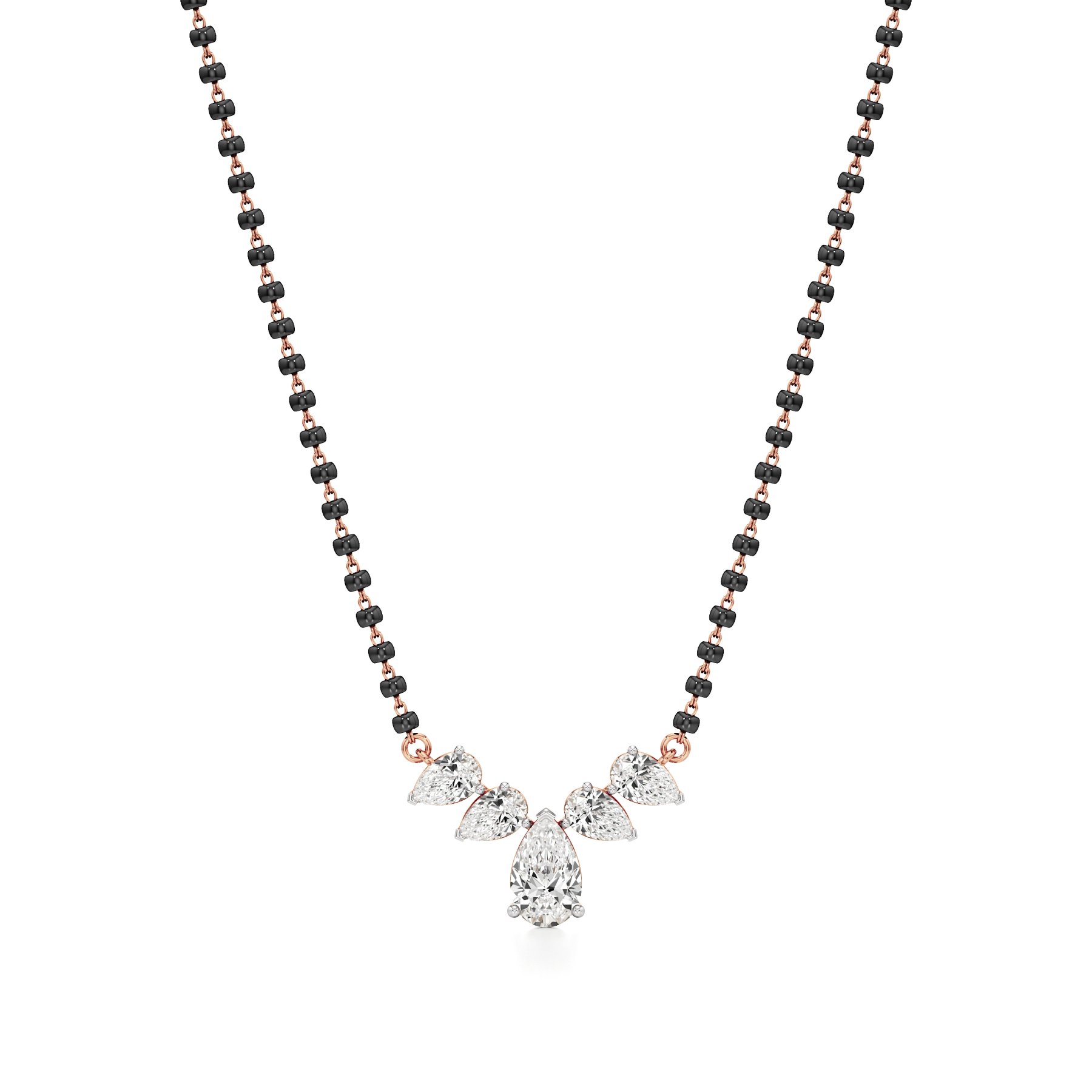 14k Rose Gold Eterna Drops Diamond Mangalsutra Necklace