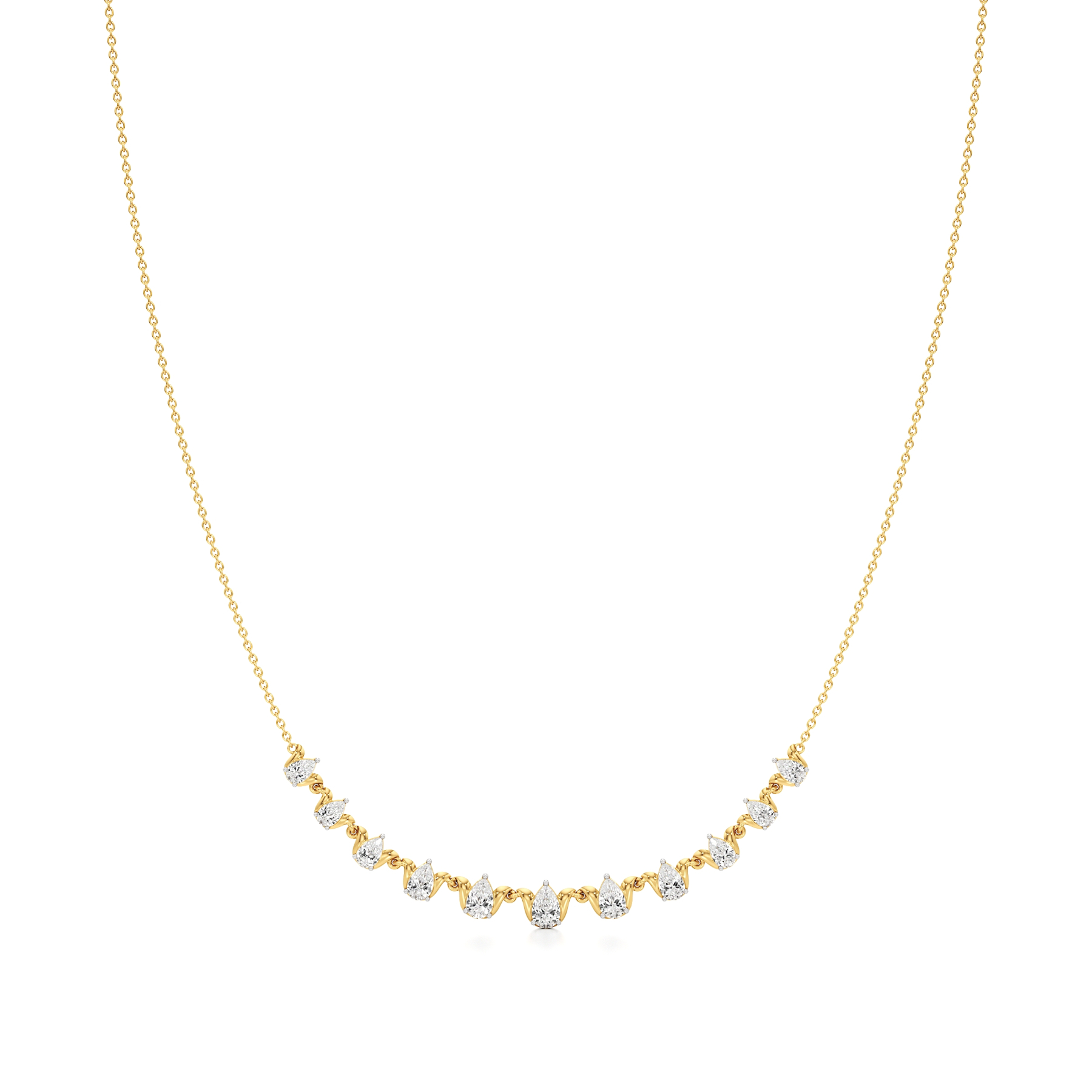 14k Yellow Gold Padma Linea Diamond Necklace
