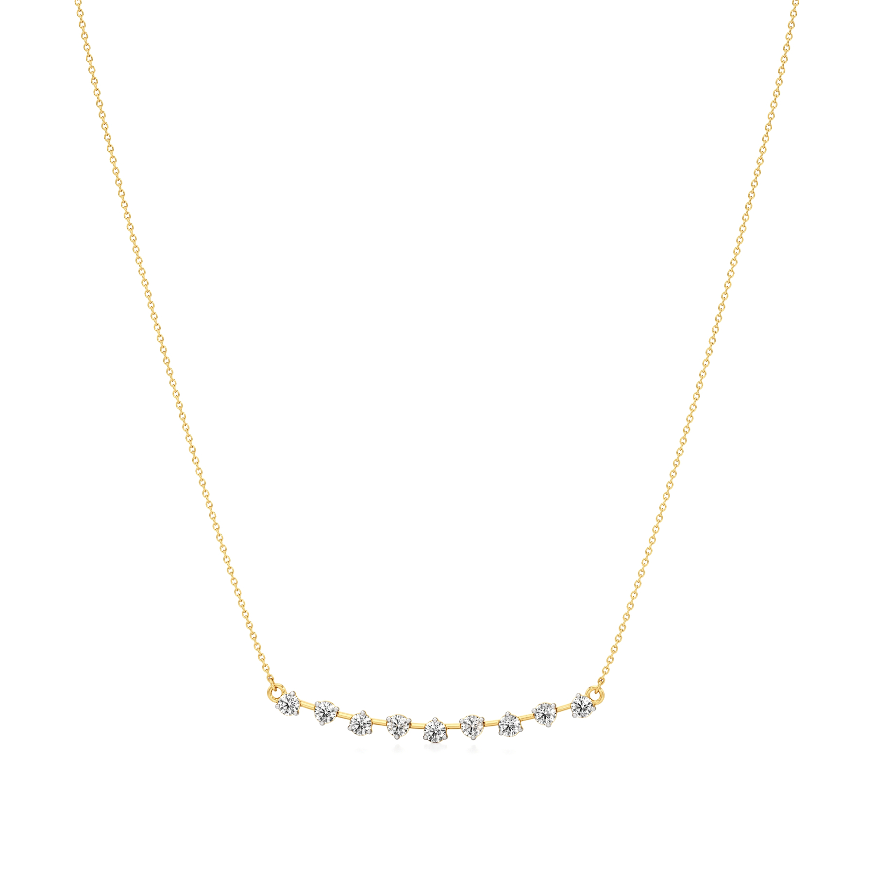 14k Yellow Gold Star Brilliance Bar Necklace