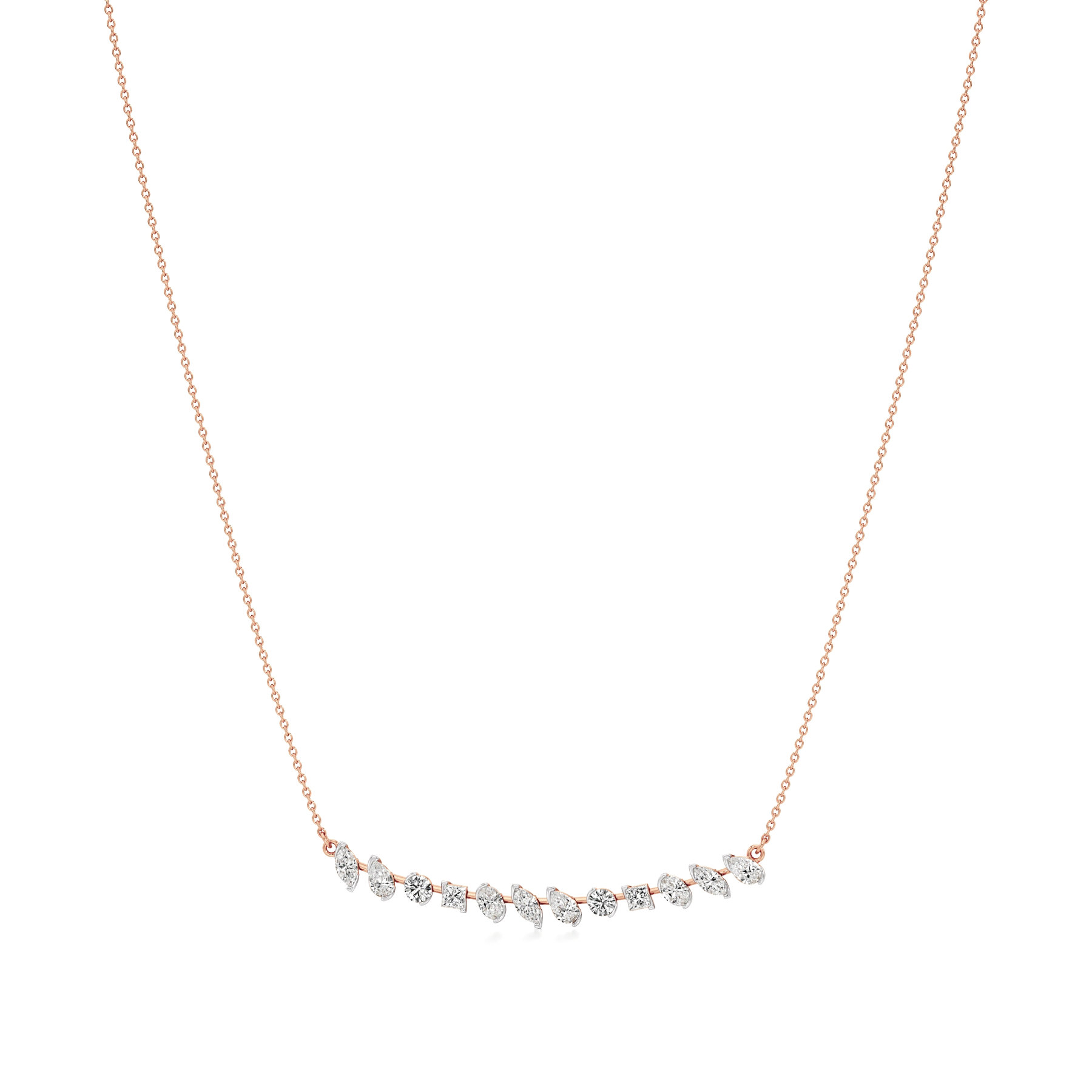 14k Rose Gold Ethereal Multishape Bar Necklace