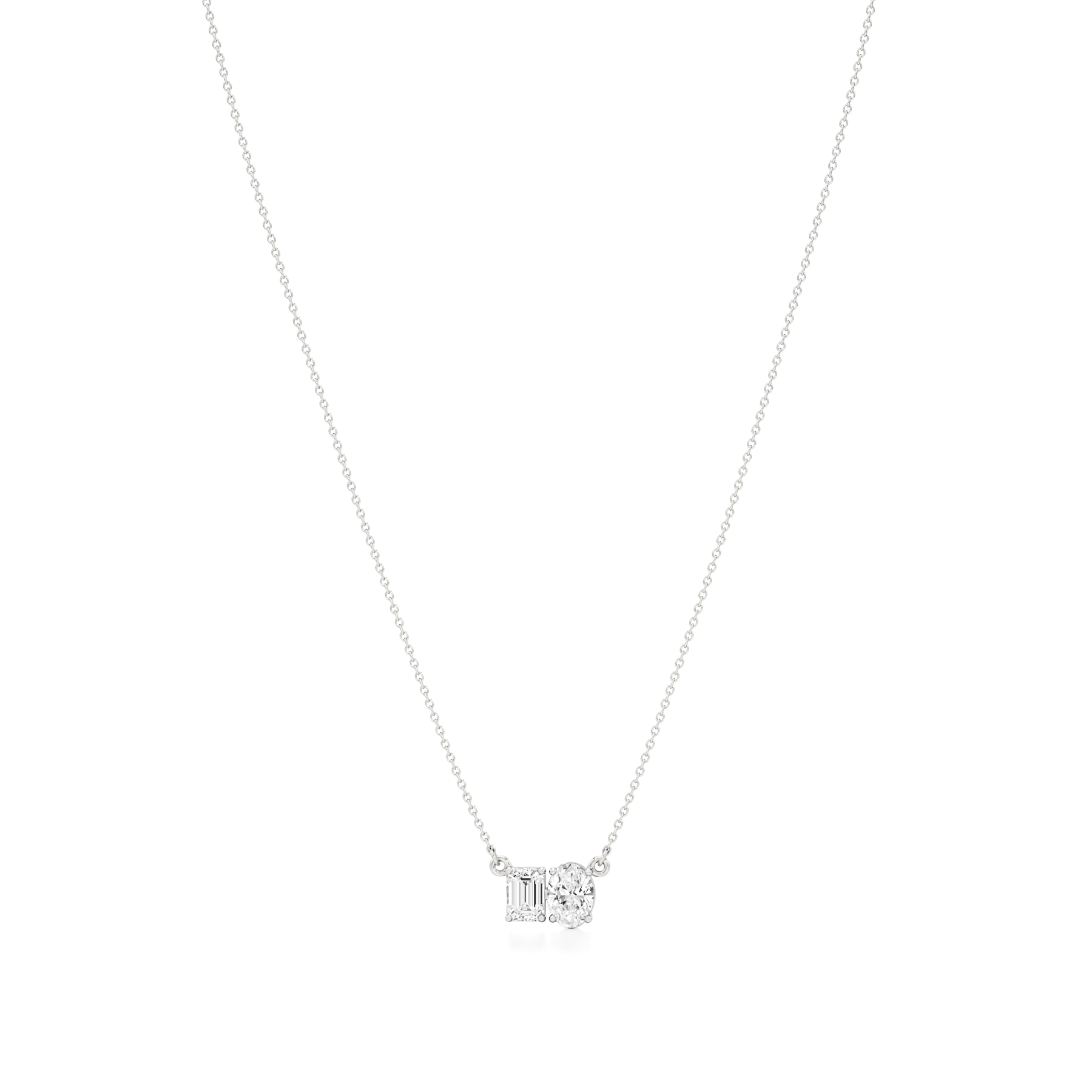 14k White Gold An Elegant Toi et Moi Necklace
