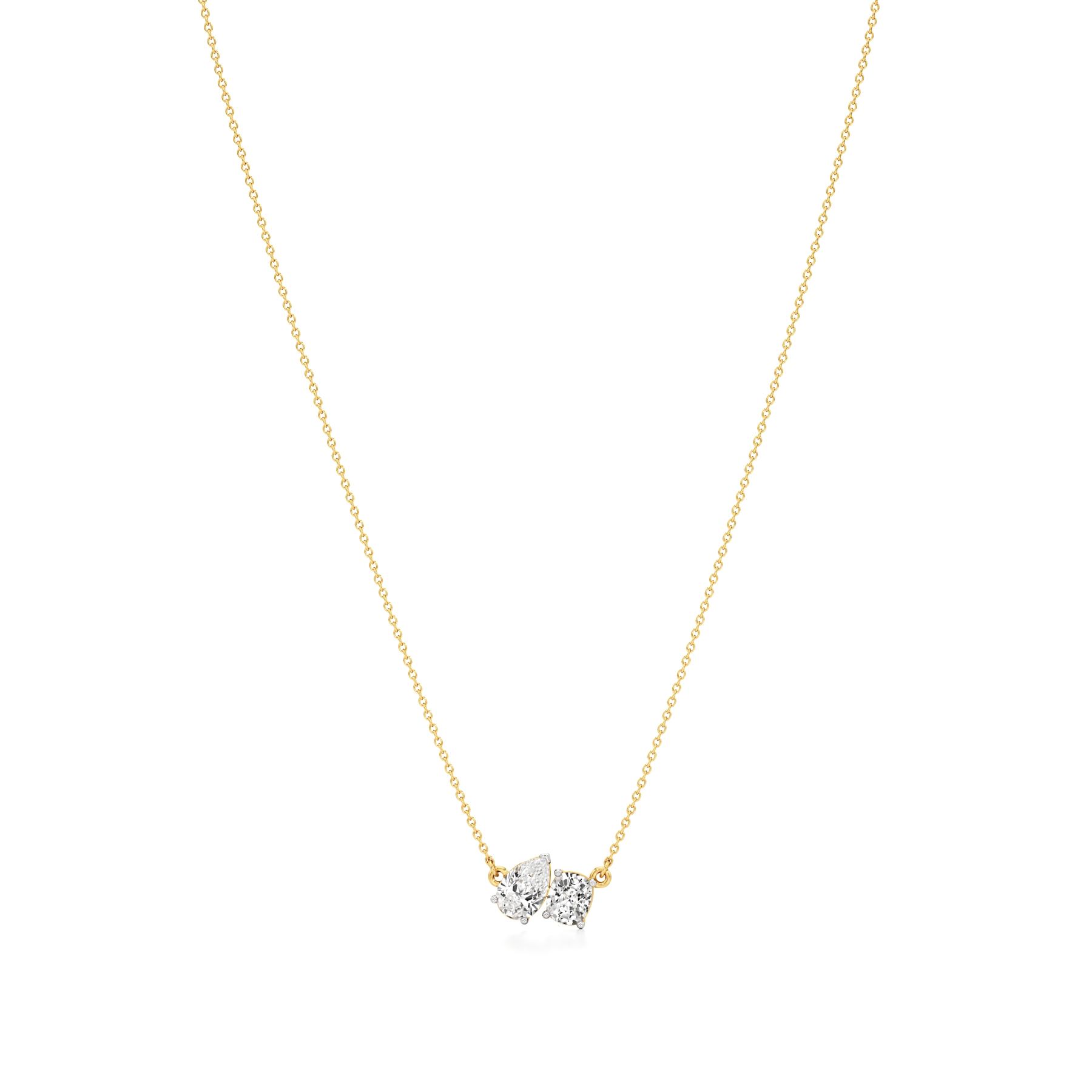 14k Yellow Gold Exquisite Toi et Moi Necklace