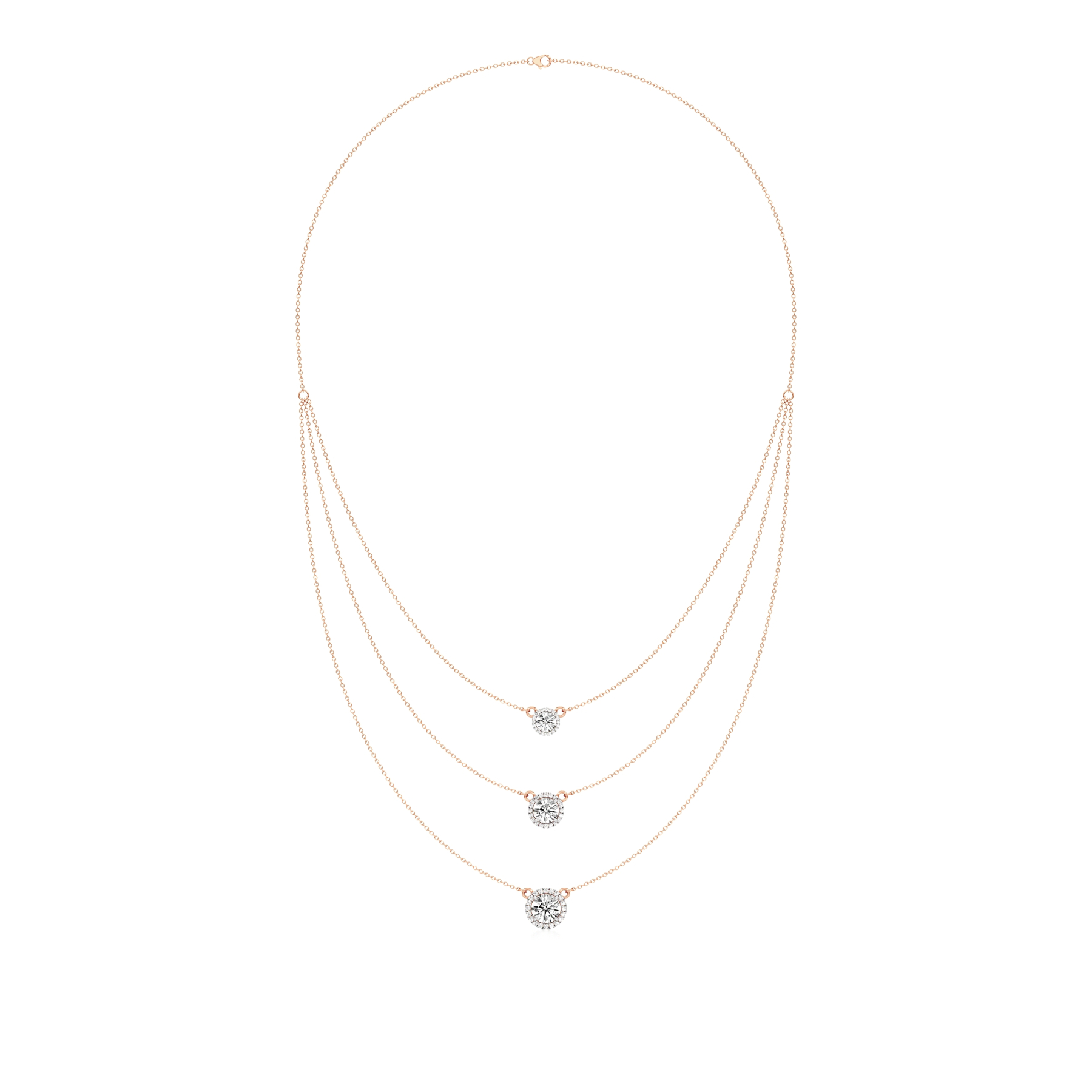 14k Rose Gold A sophisticated three Layered Necklace