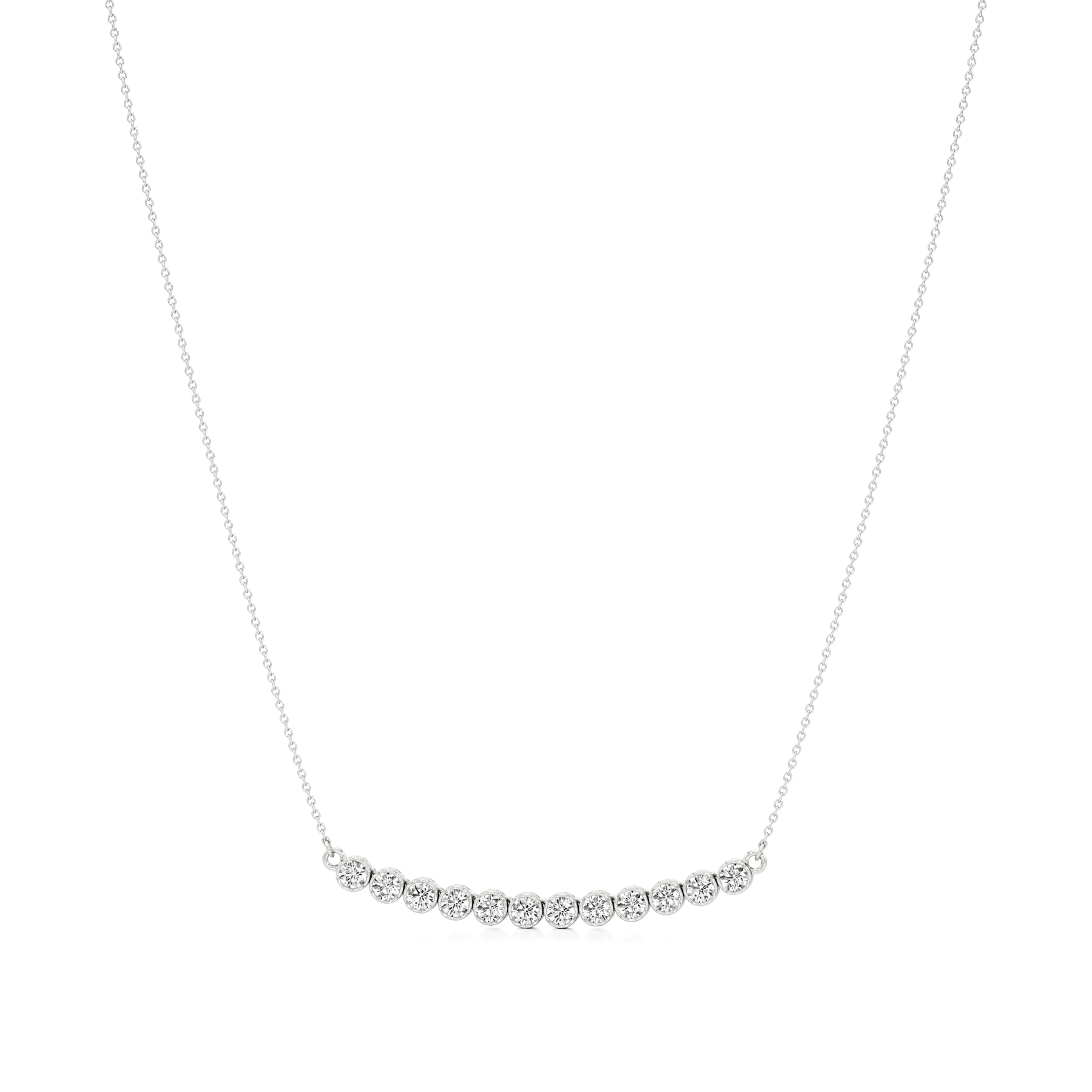 14k White Gold Elysian Bezel Bar Necklace