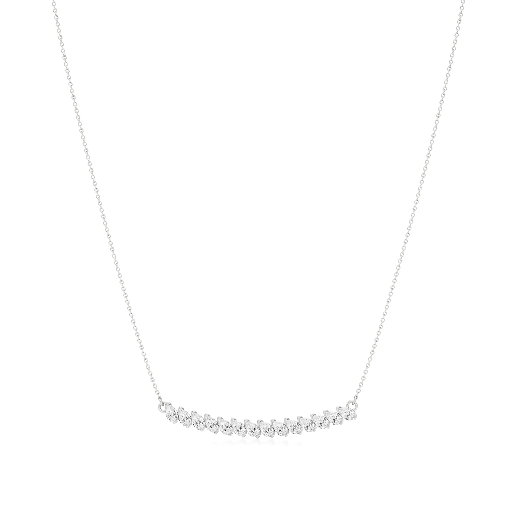 14k White Gold Pearluxe Nick Setting Bar Necklace