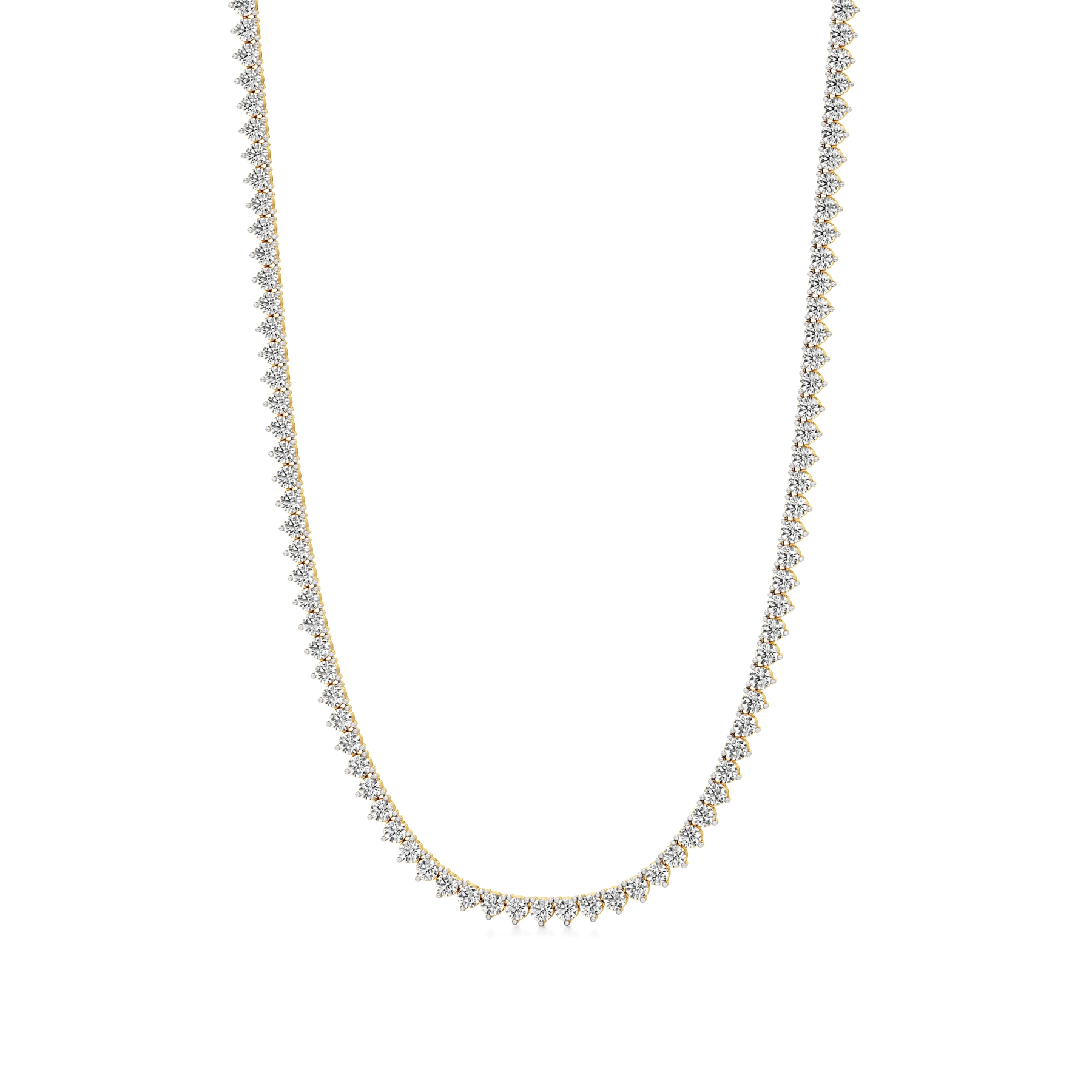 14k Yellow Gold Lavish Three Prong Tennis Necklace