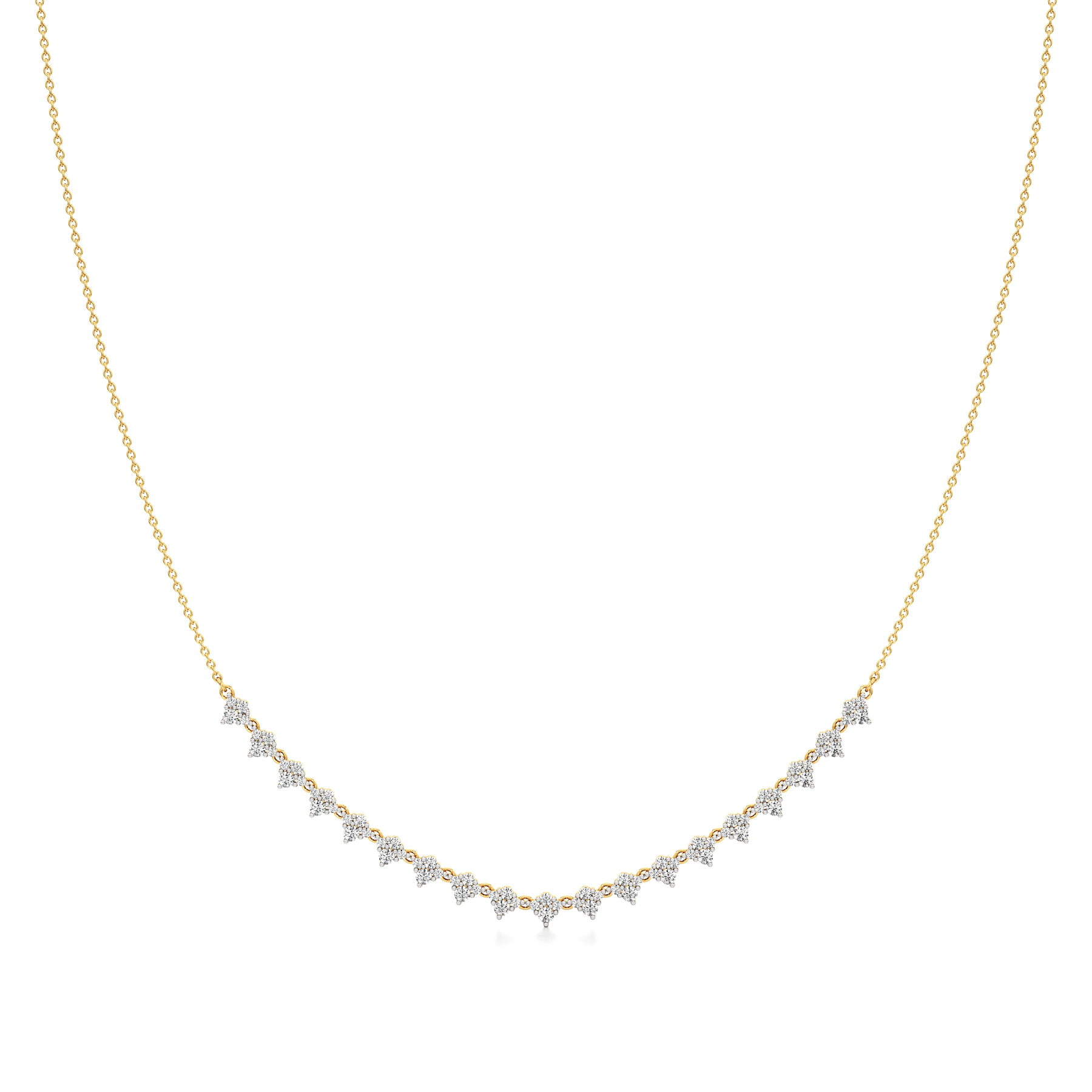 14k Yellow Gold Diamond Cascade Necklace