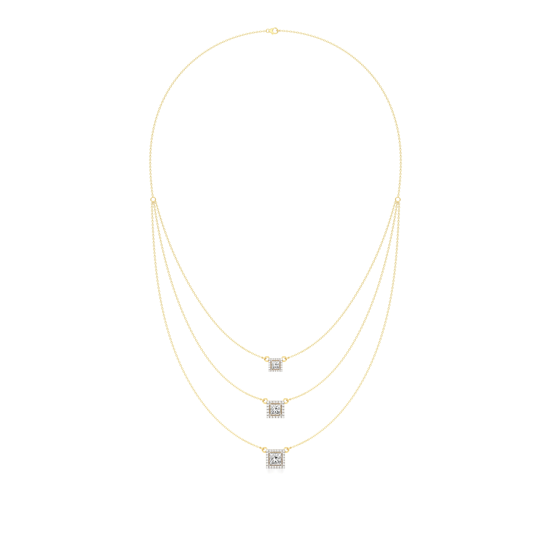 14k Yellow Gold A harmonious blend of three Layered Necklace