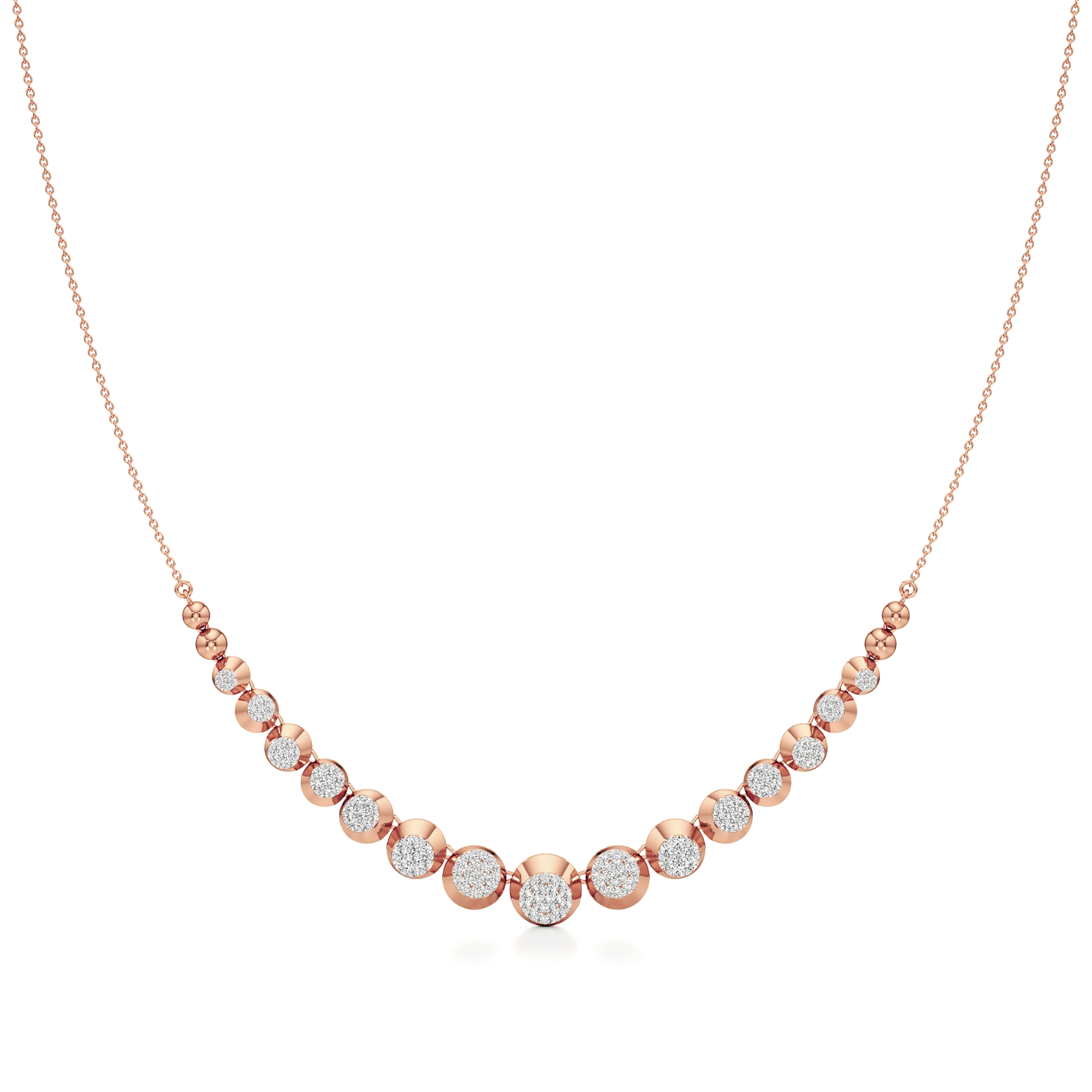 14k Rose Gold Golden Sparkle Diamond Necklace