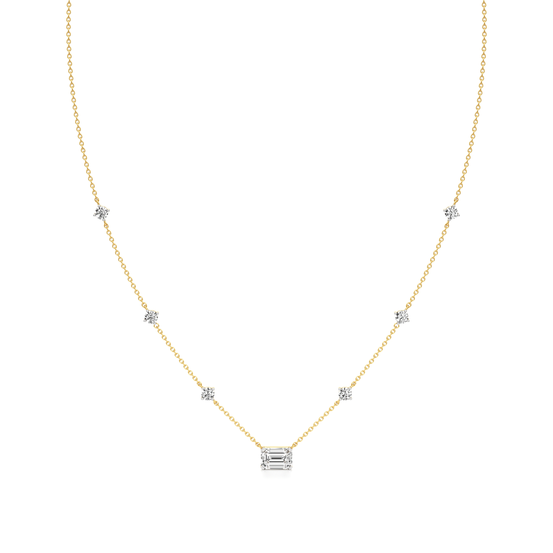 14k Yellow Gold Radiant Solitaire Diamond Necklace