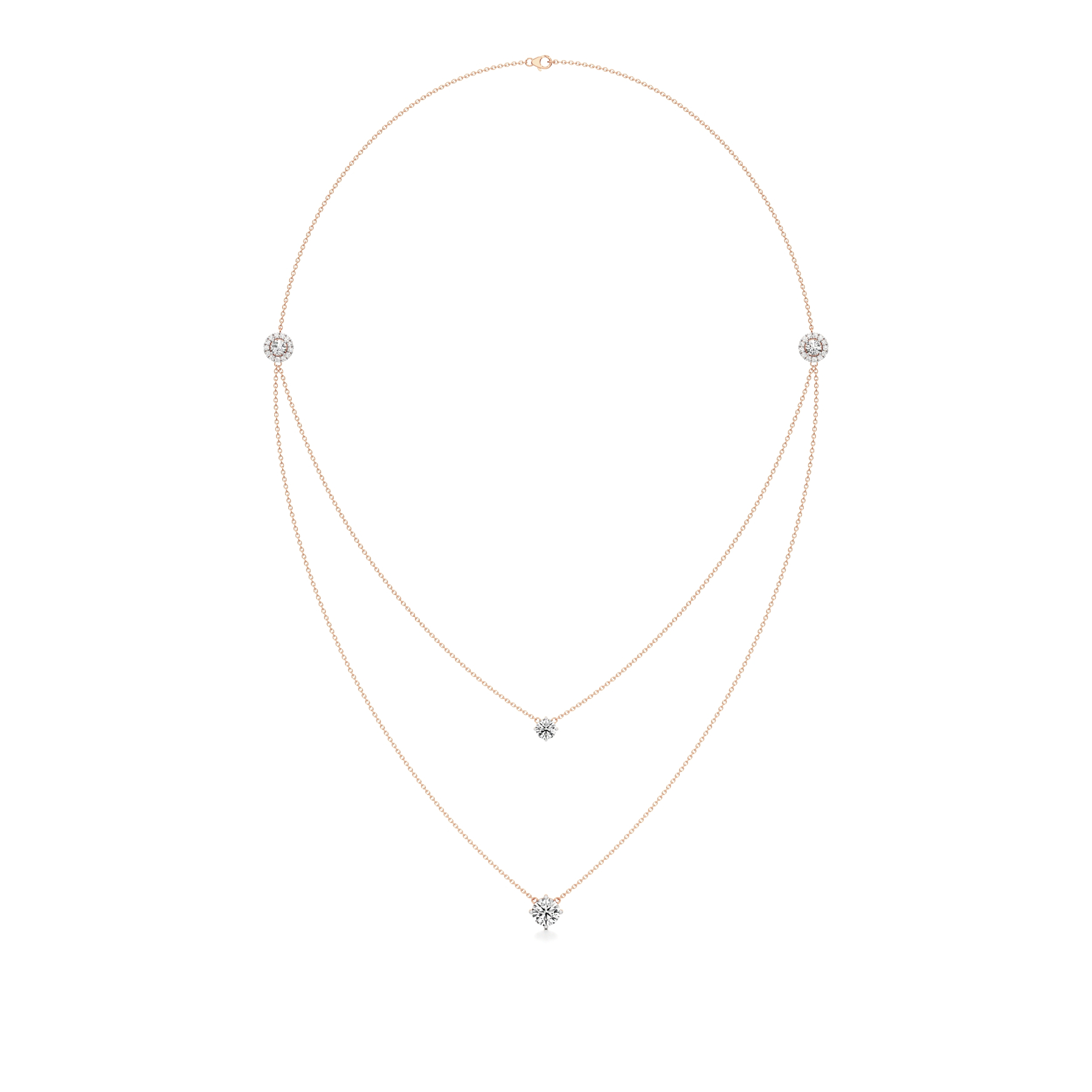 14k Rose Gold Dual Elegance Diamond Necklace
