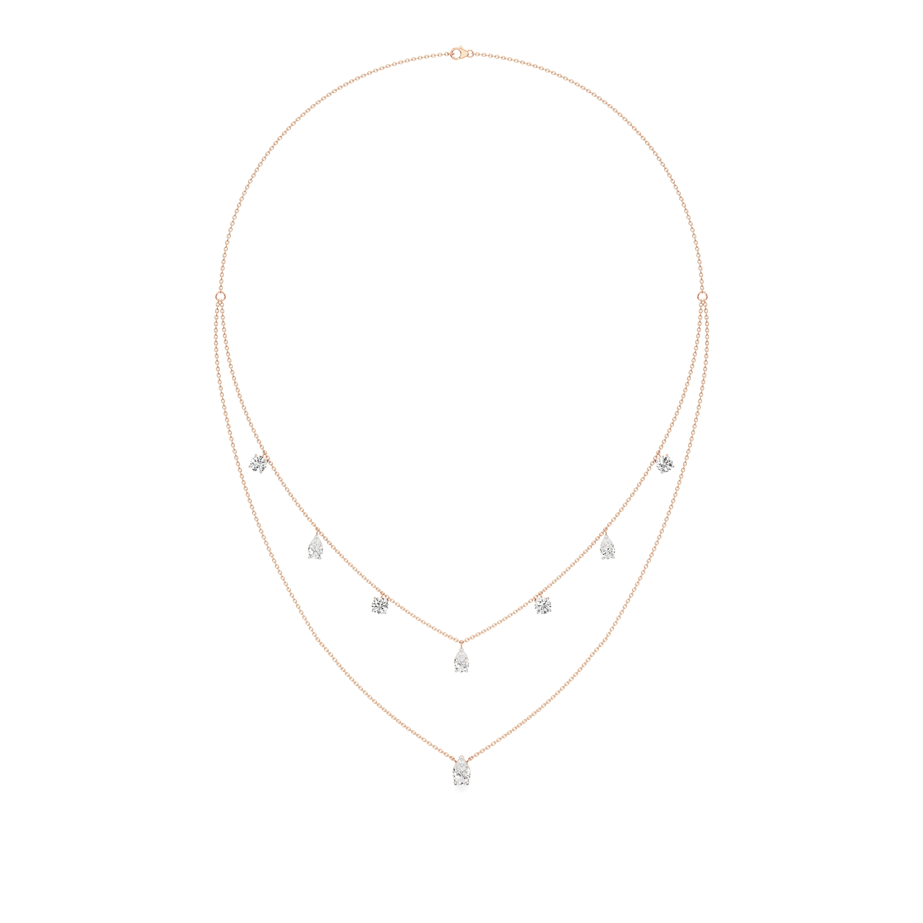 14k Rose Gold Celestial Drops Diamond Necklace