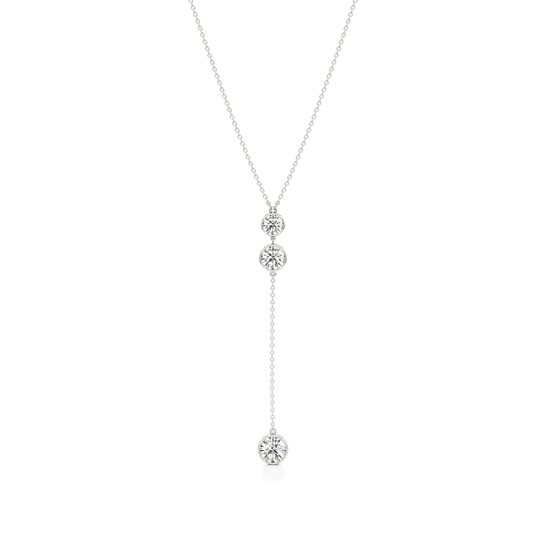 14k White Gold Radiant Drop Diamond Necklace
