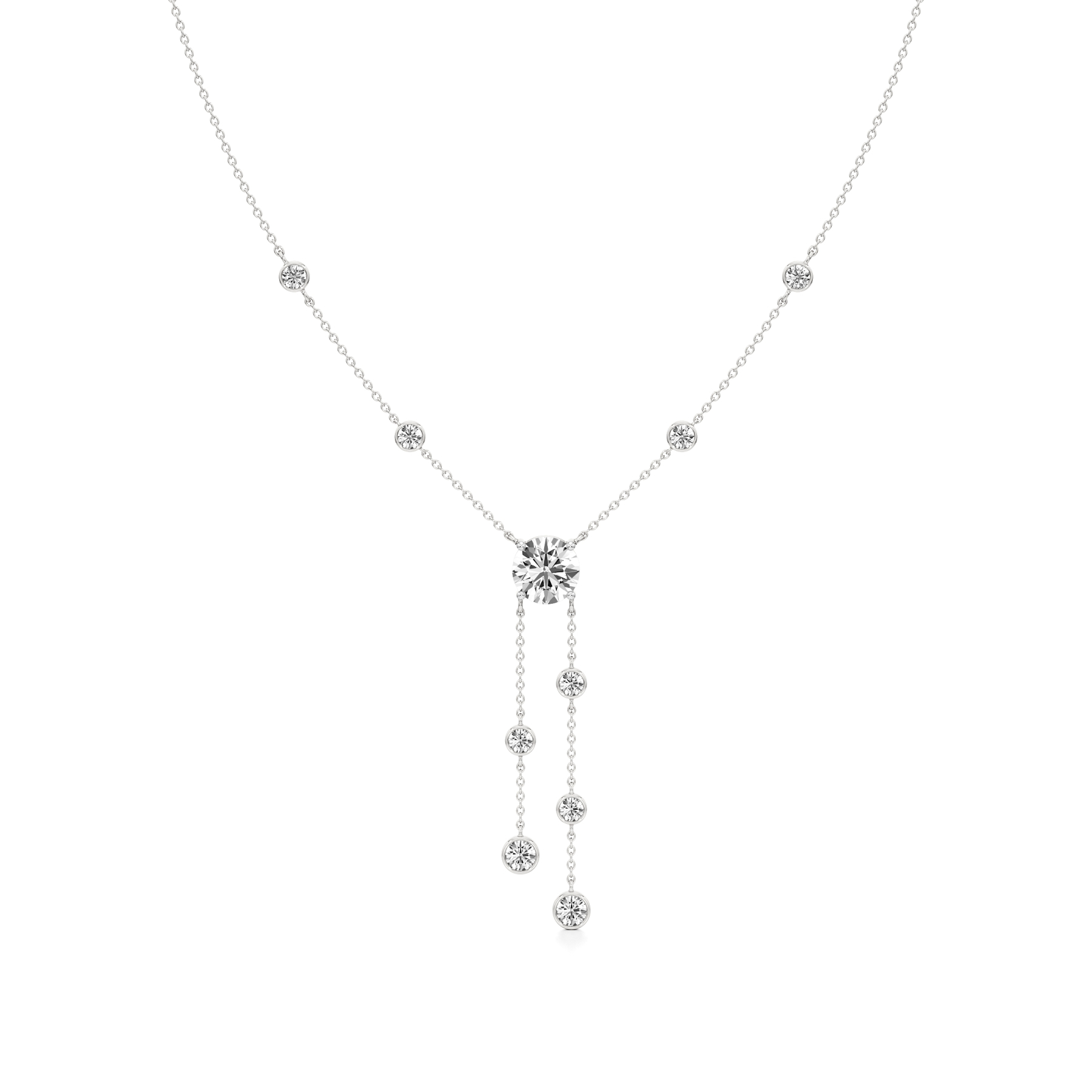 14k White Gold Twilight Cascade Diamond Necklace