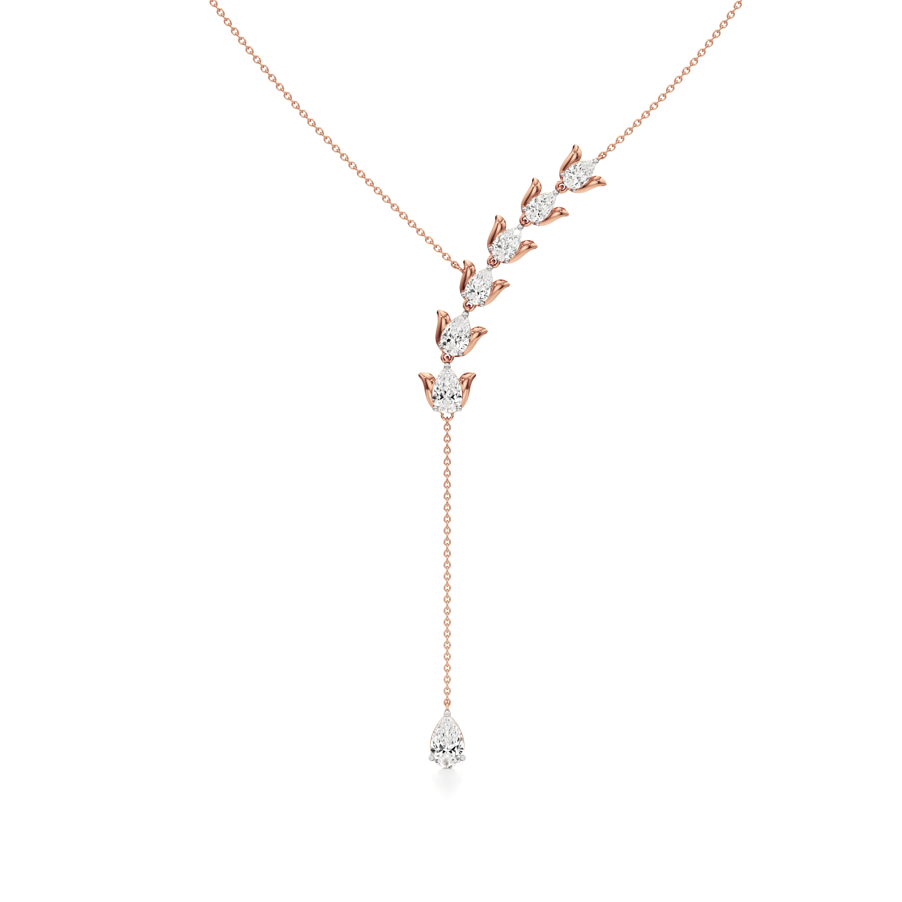 14k Rose Gold Nayara Bloom Drop Diamond Necklace
