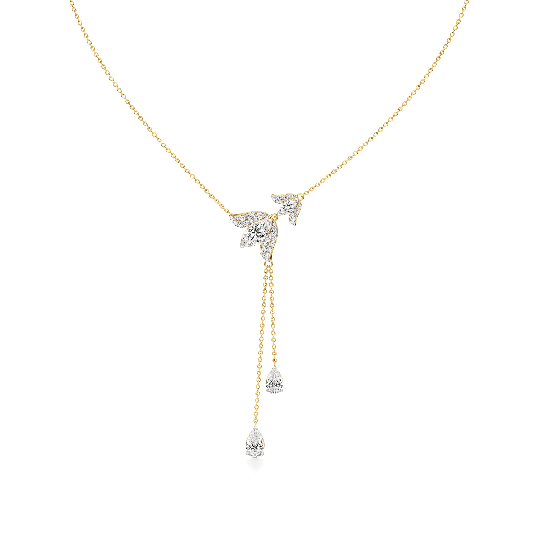 14k Yellow Gold Lotus Glow Drop Diamond Necklace