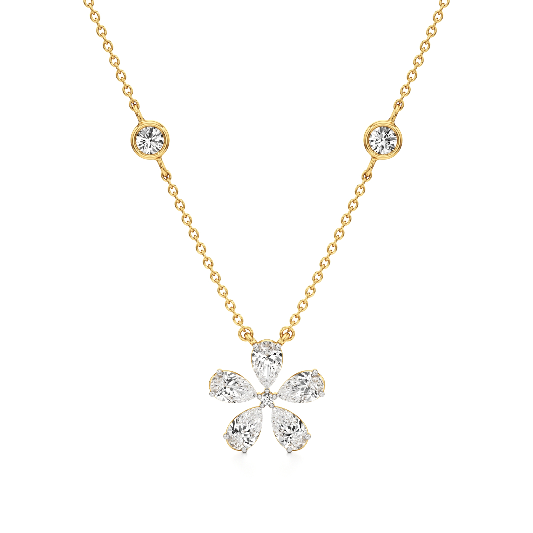 14k Yellow Gold Snowflake Diamond Pendant