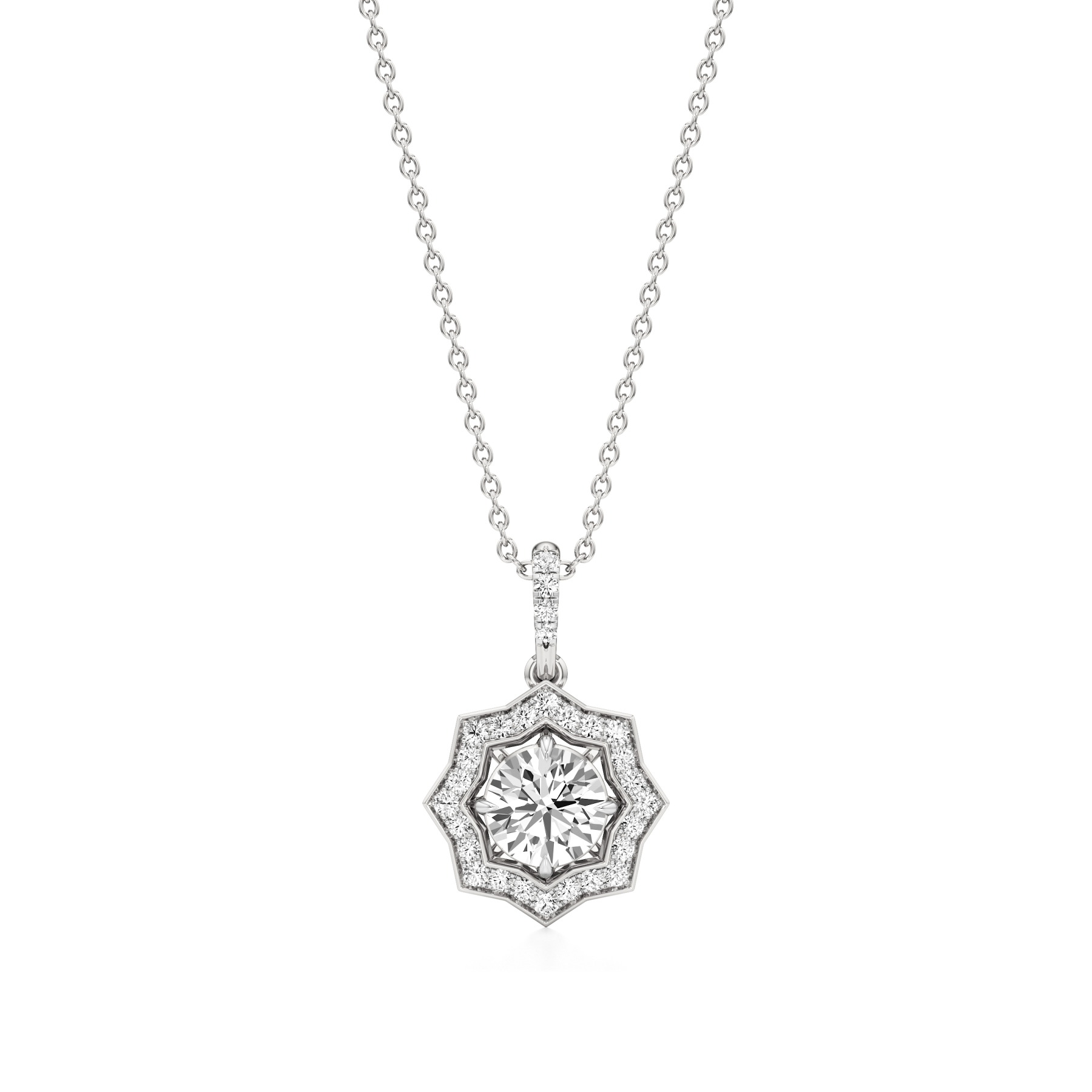 14k White Gold Stellar Radiance Diamond Pendant