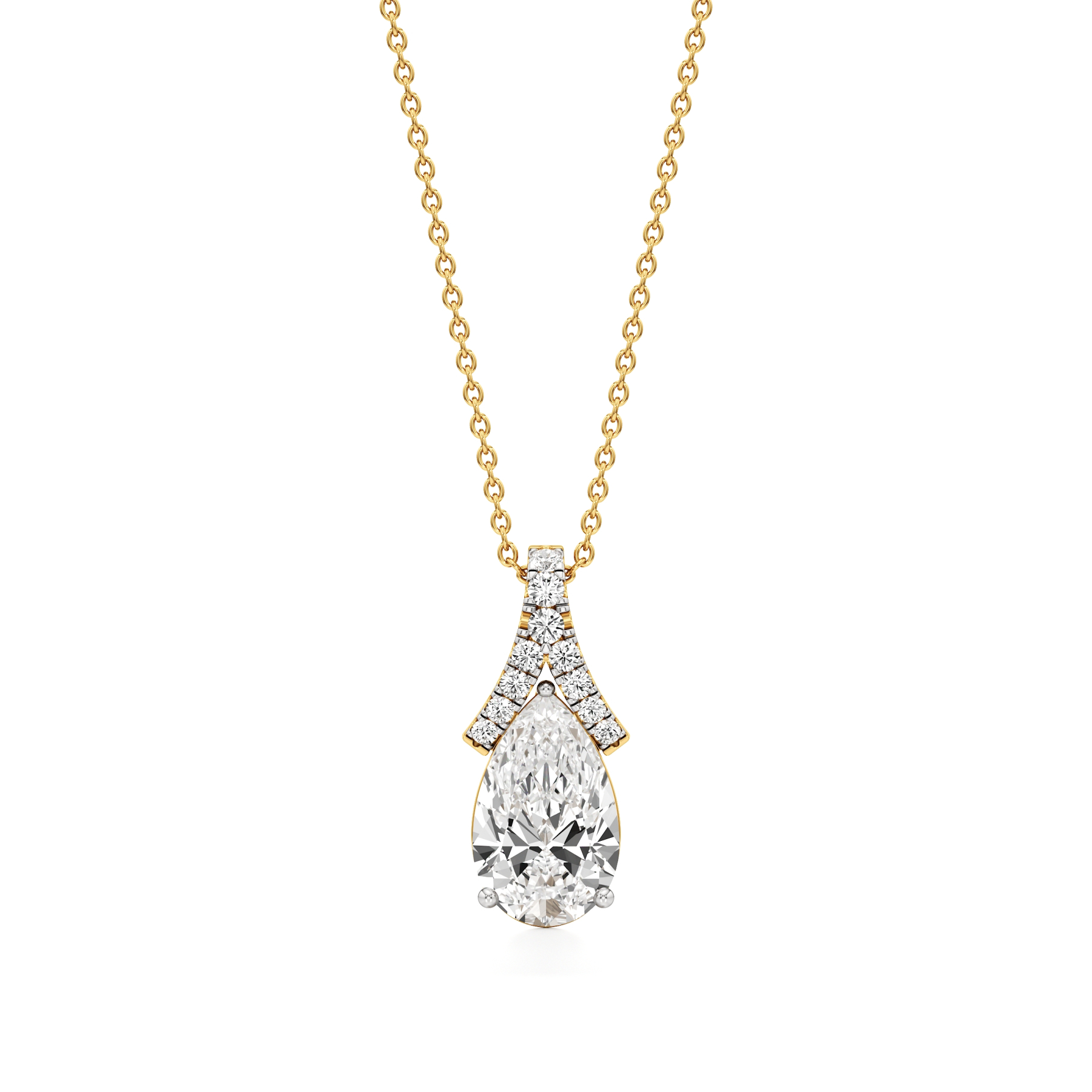 14k Yellow Gold Regal Teardrop Diamond Pendant