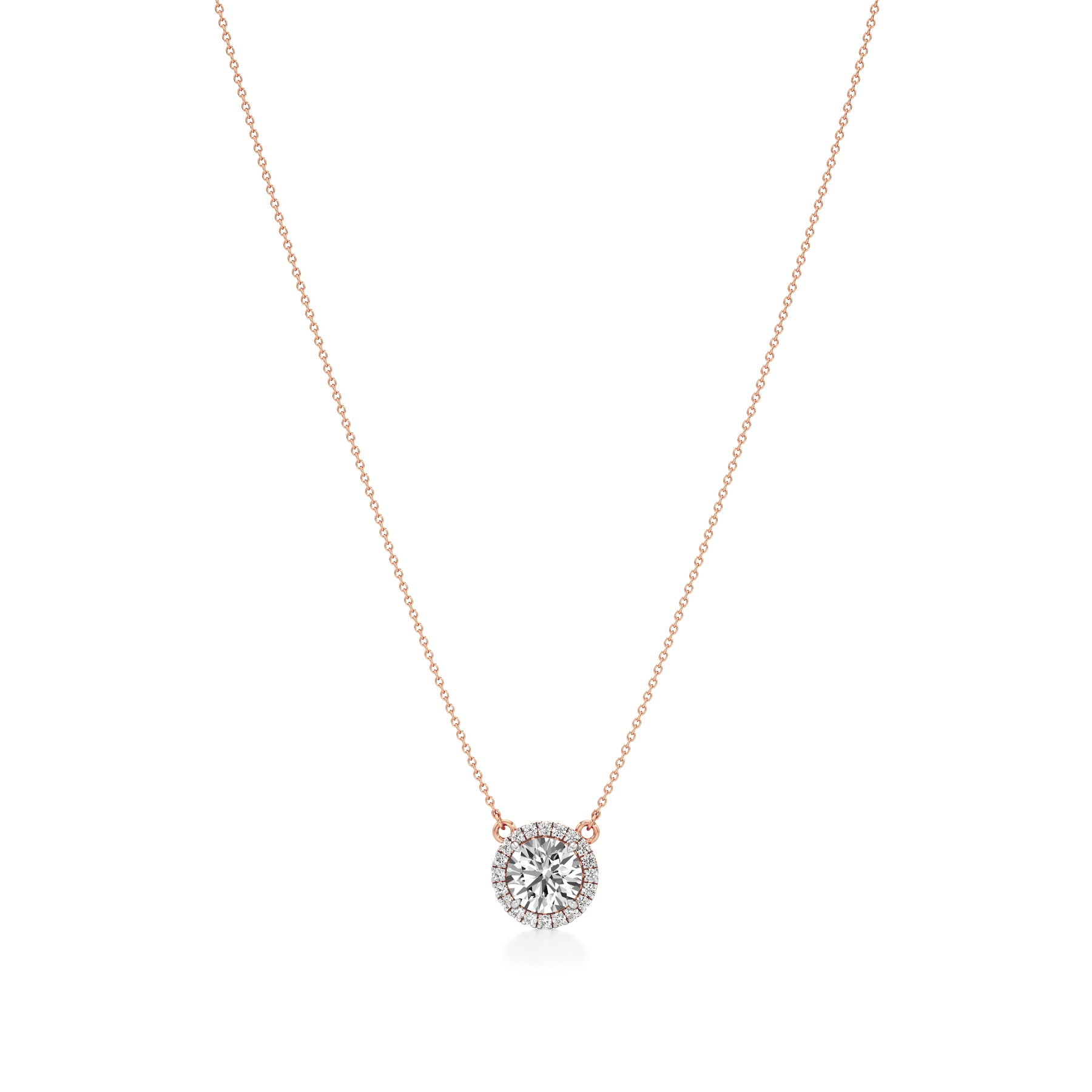 14k Rose Gold Radiance Single Halo Necklace