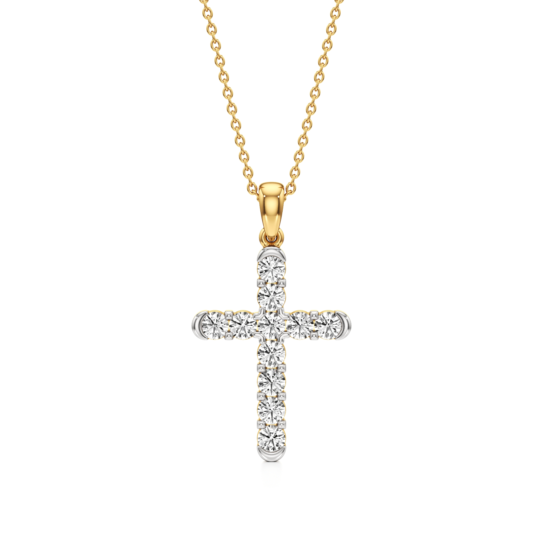 14k Yellow Gold Sacred Elegance Diamond Cross Pendant