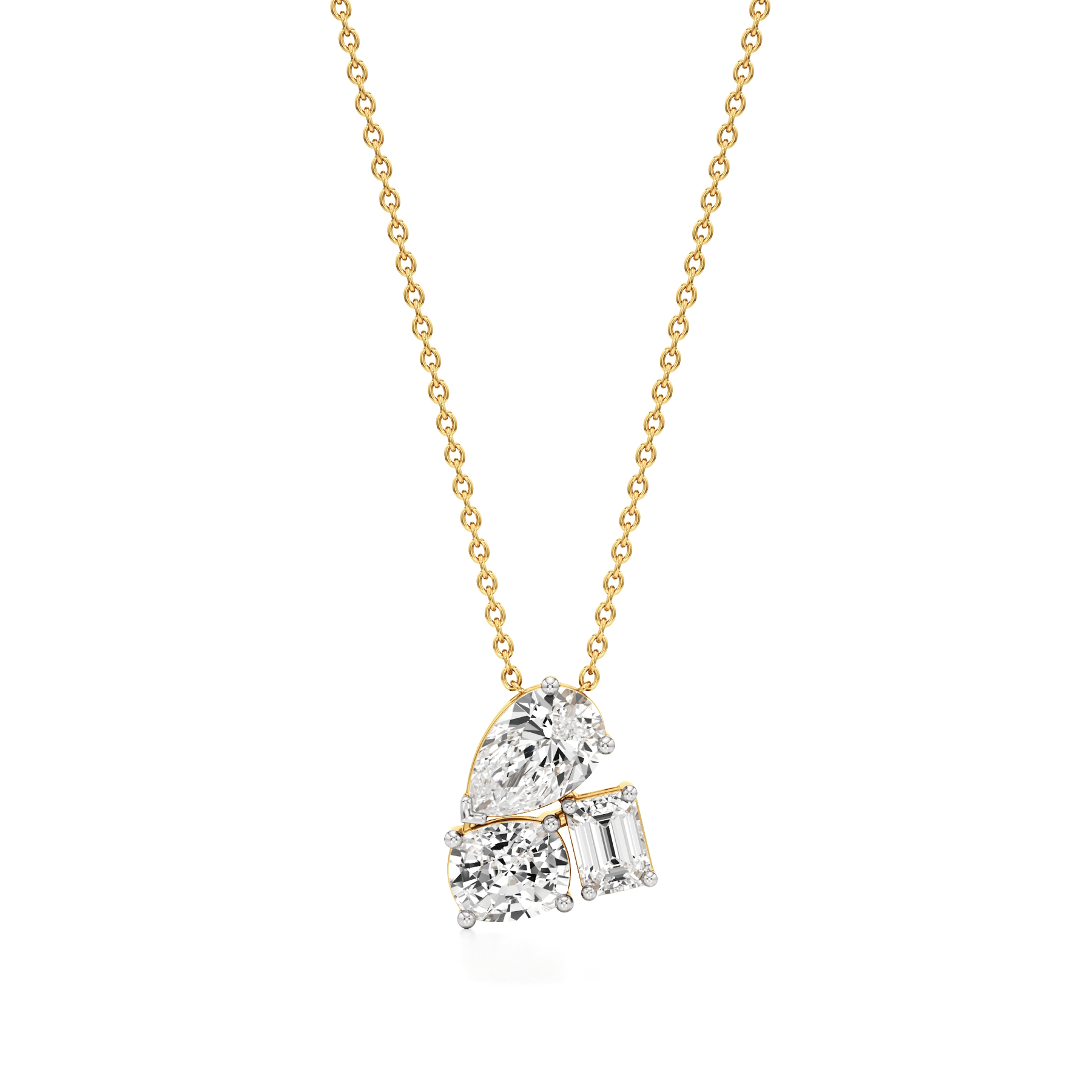 14k Yellow Gold Impeccable Three-Stone Diamond Pendant