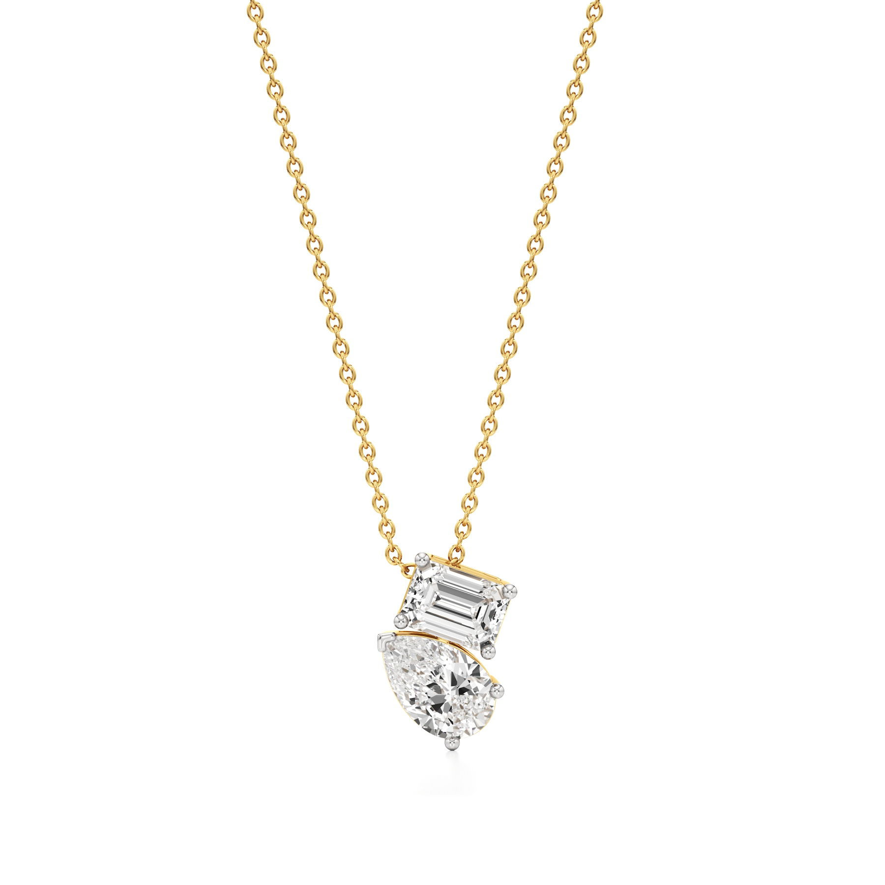 14k Yellow Gold Unified Bliss Diamond Toi et Moi Pendant