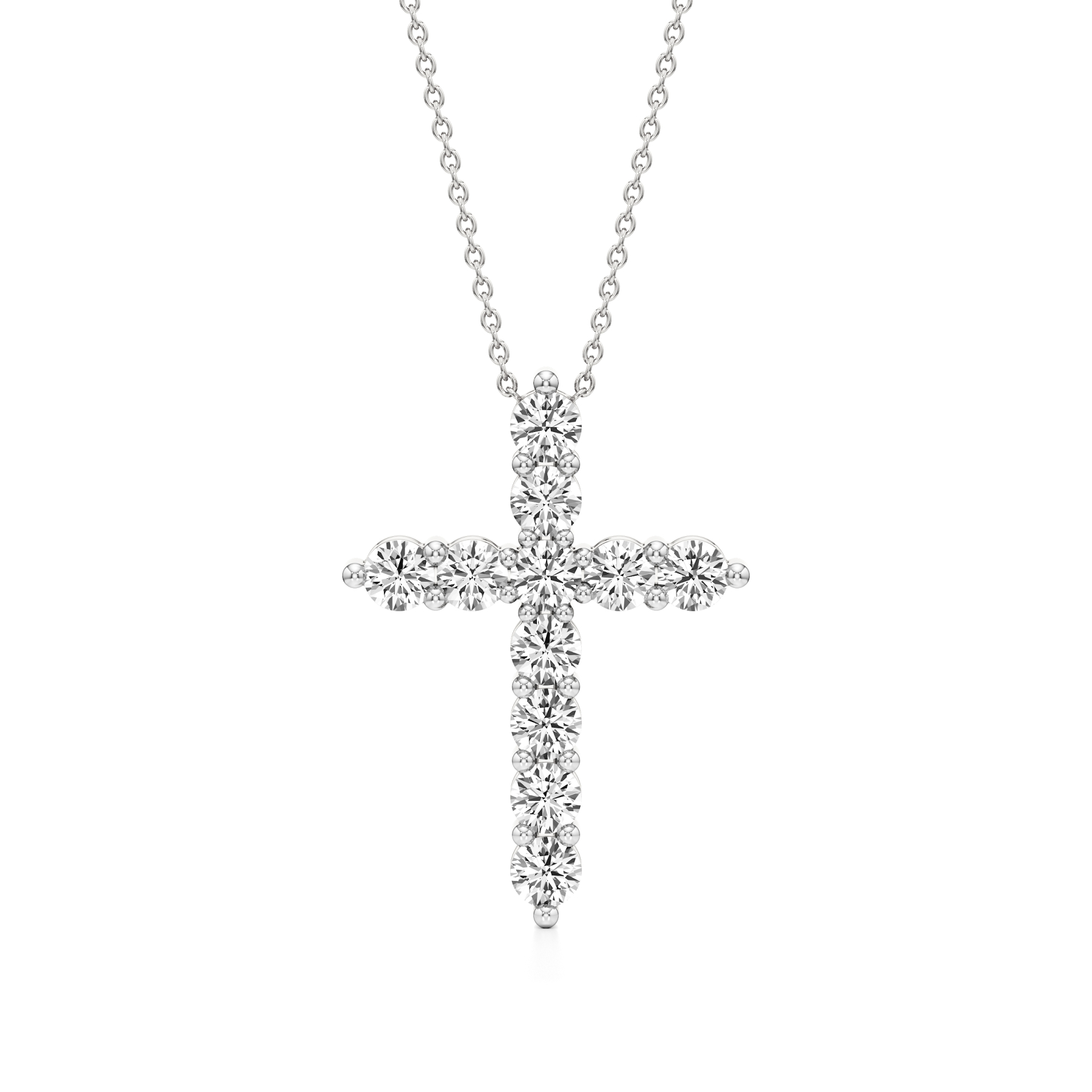 14k White Gold Timeless Faith Diamond Cross Pendant