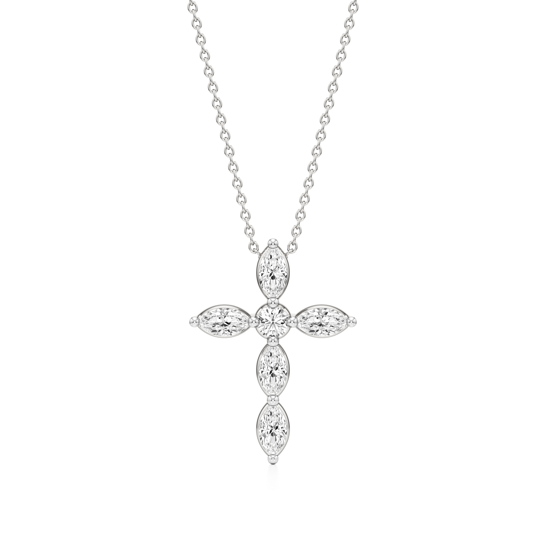 14k White Gold Radiant Devotion Diamond Cross Pendant
