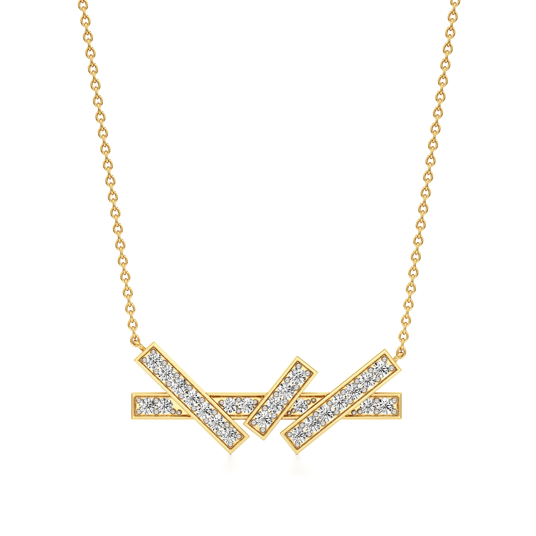 14k Yellow Gold Modern Luxe Diamond Pendant
