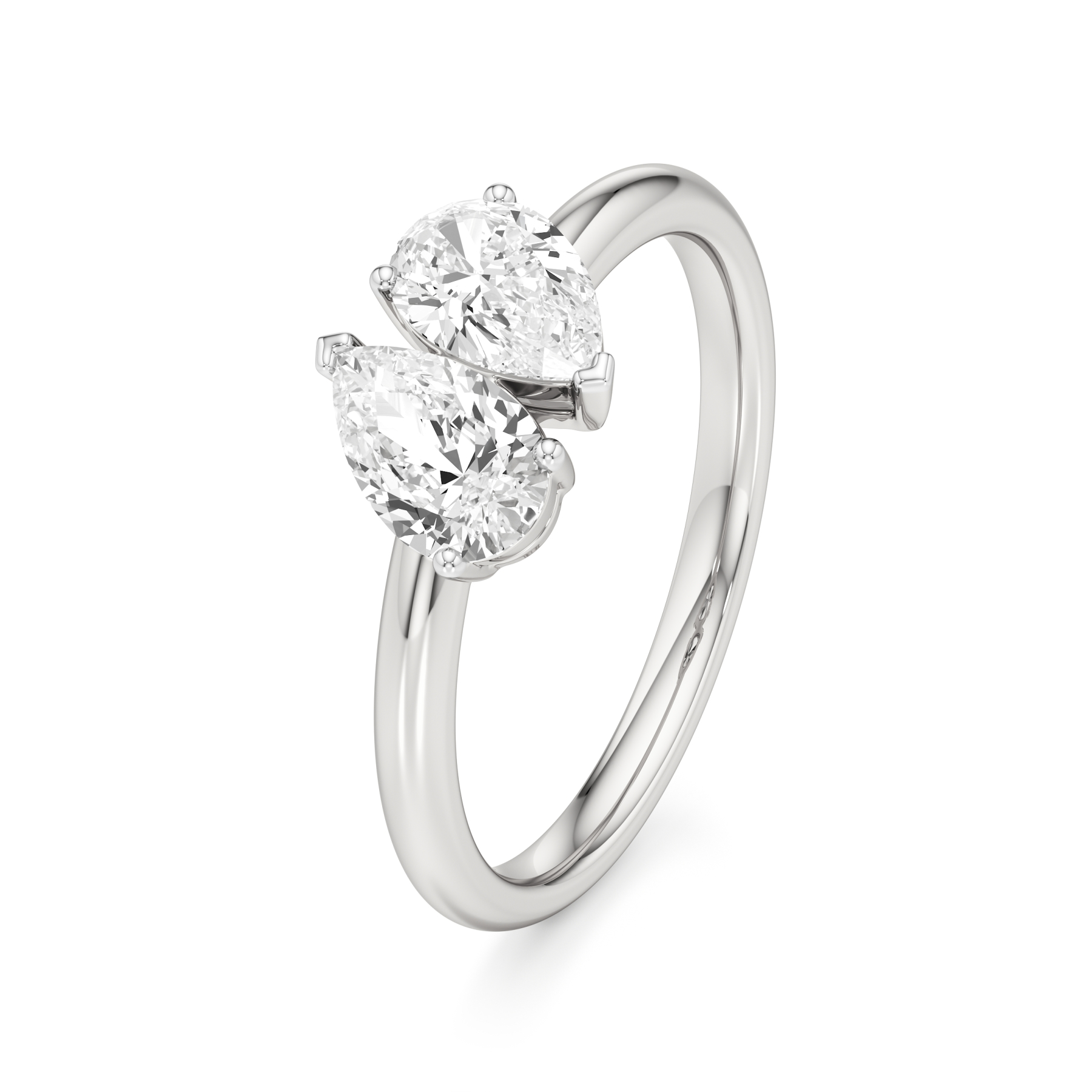 14k White Gold Elysian Elegant 2-Stone Toi Et Moi Ring