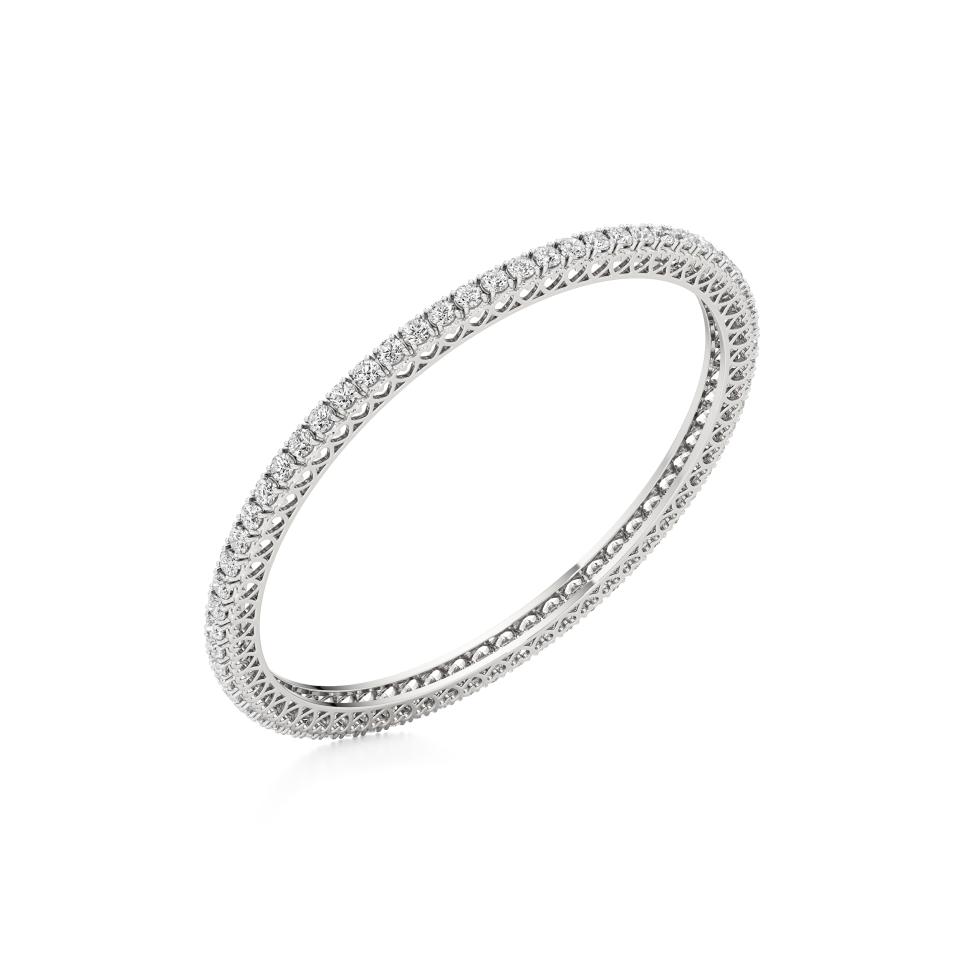 14k White Gold Capturing Timeless Beauty Diamond Bangle