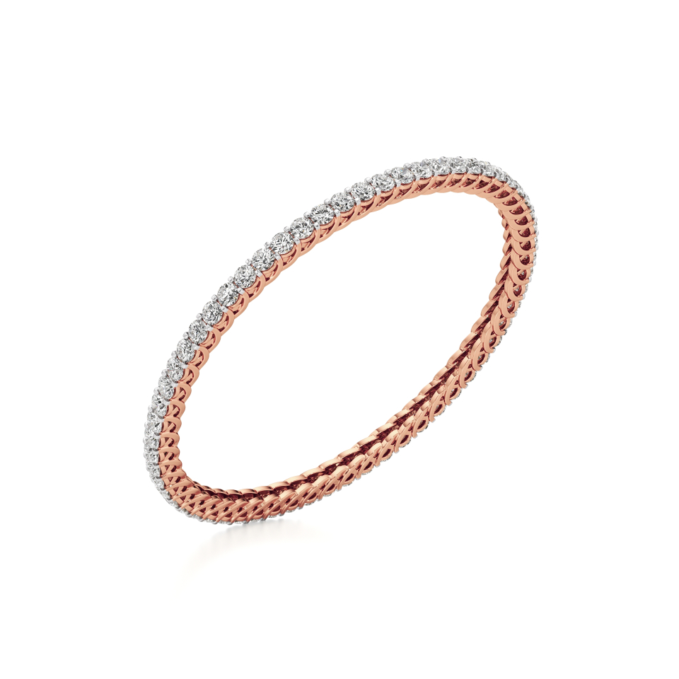 14k Rose Gold Radiating Unmatched Elegance Diamond Bangle
