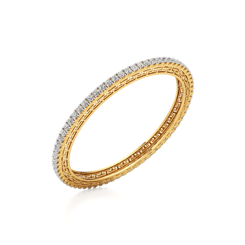 14k Yellow Gold Sparkle of Endless Brilliance Diamond Bangle