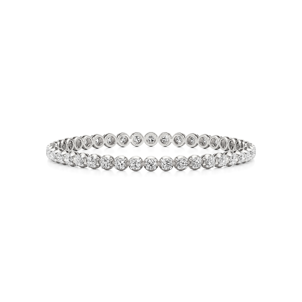 14k White Gold A Symphony of Light Diamond Buttercup Diamond Bangle