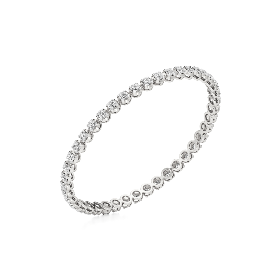 14k White Gold A Symphony of Light Diamond Buttercup Diamond Bangle
