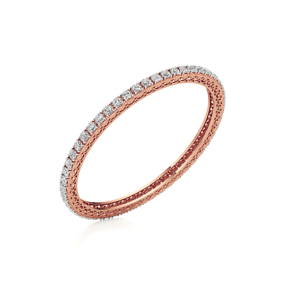 14k Rose Gold Capturing Light with Elegance Diamond Bangle