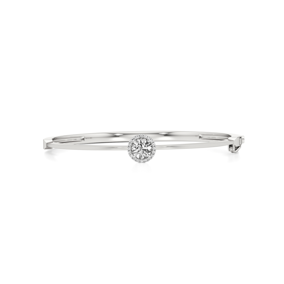 14k White Gold Grandeur and Elegance Stiff Oval Bangle